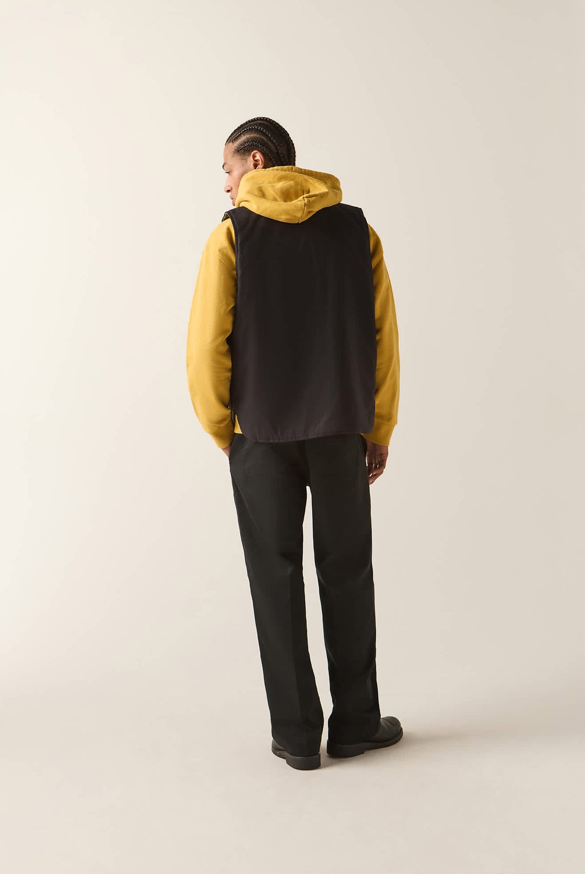 Men's Builders Abraham Reversible Vest in the color Black/Olive Surplus - Men's Back View