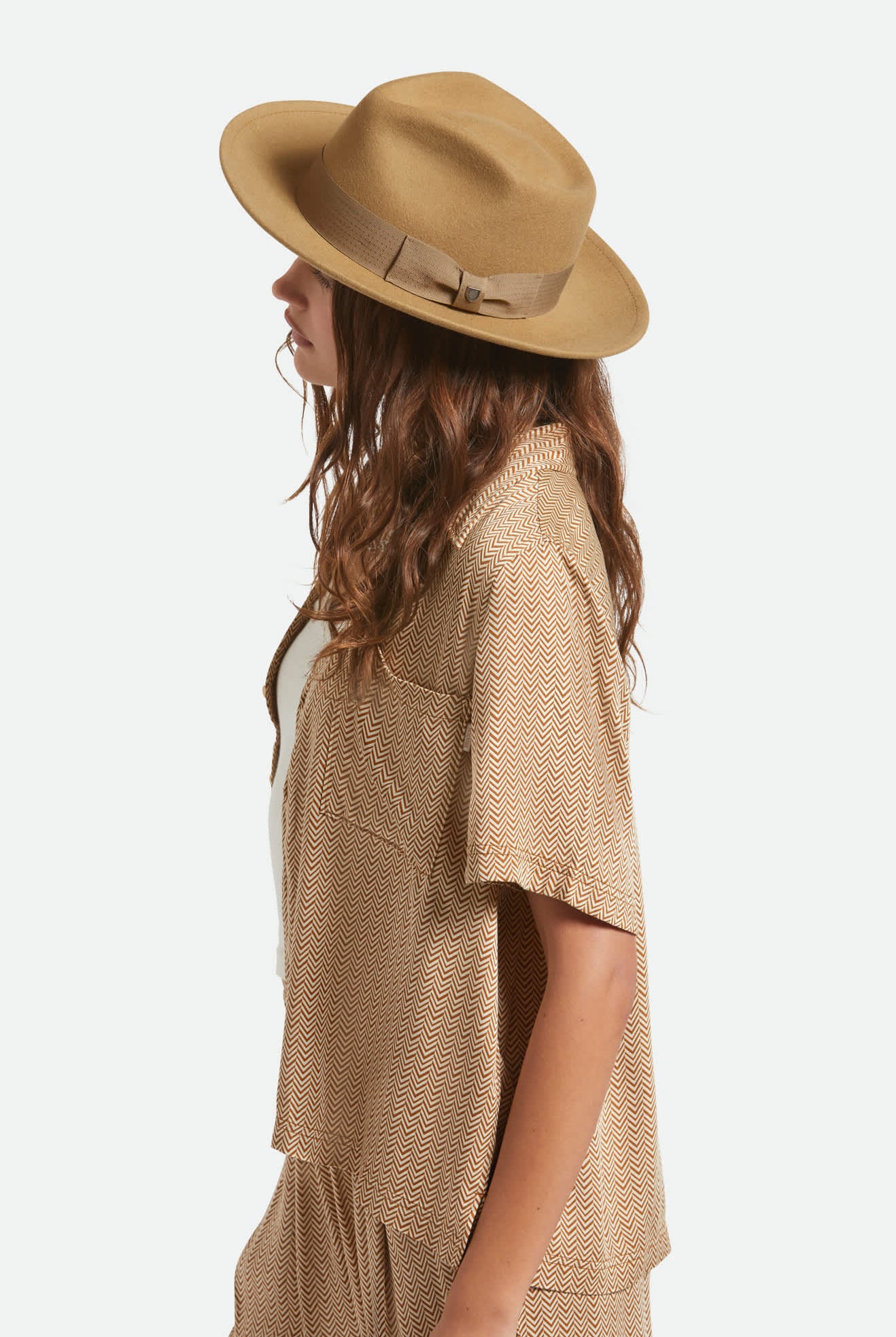 Unisex Swindle Convertabrim Fedora in the color Antique Bronze - Women's Side View