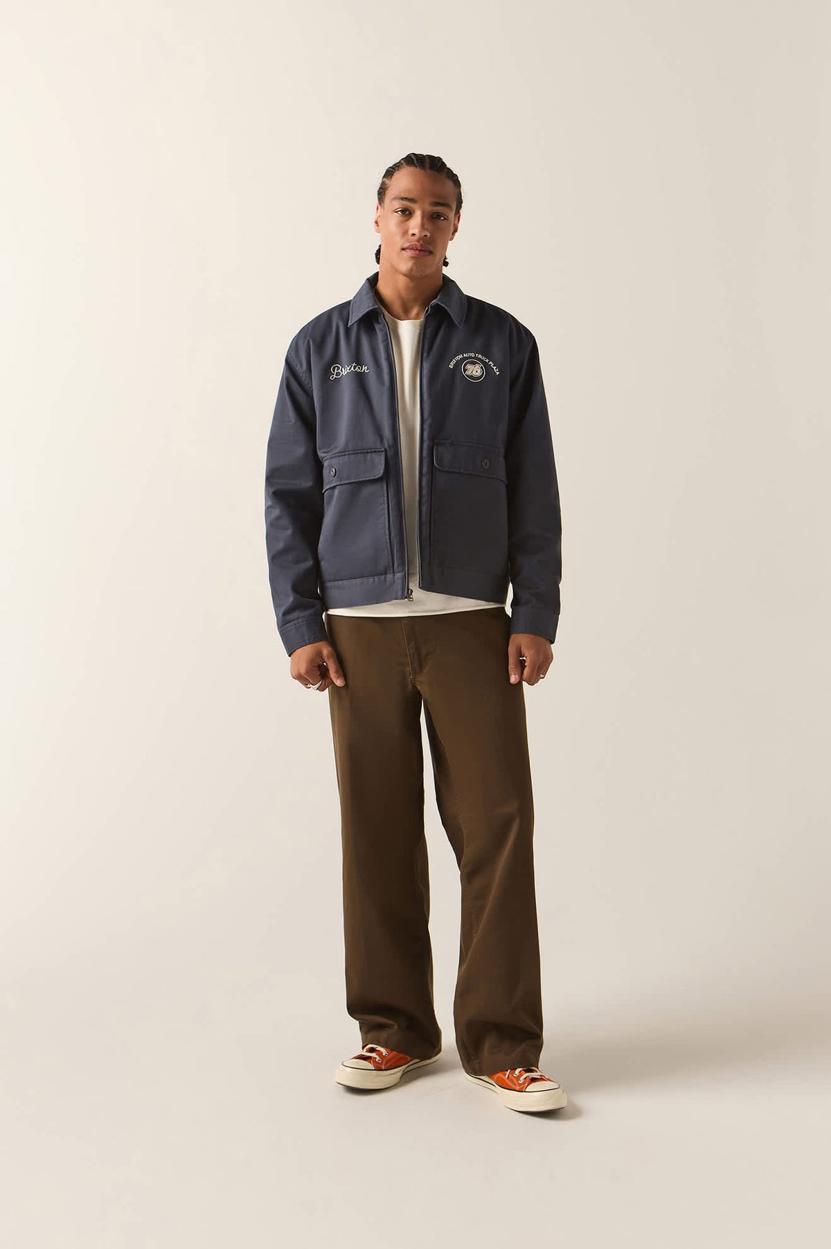 Men's 76 Mechanics Jacket in the color Washed Navy - Men's Front View