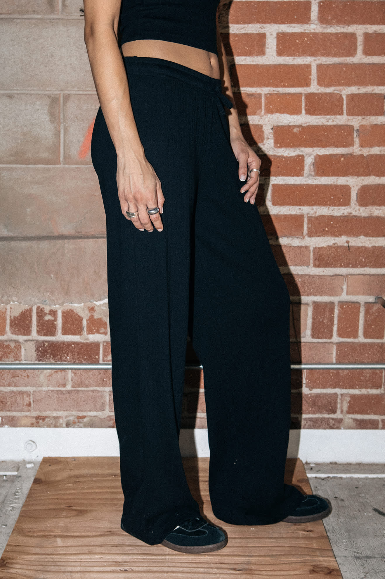 Women's Pointelle Lounge Pant in the color Black - Men's Lifestyle image