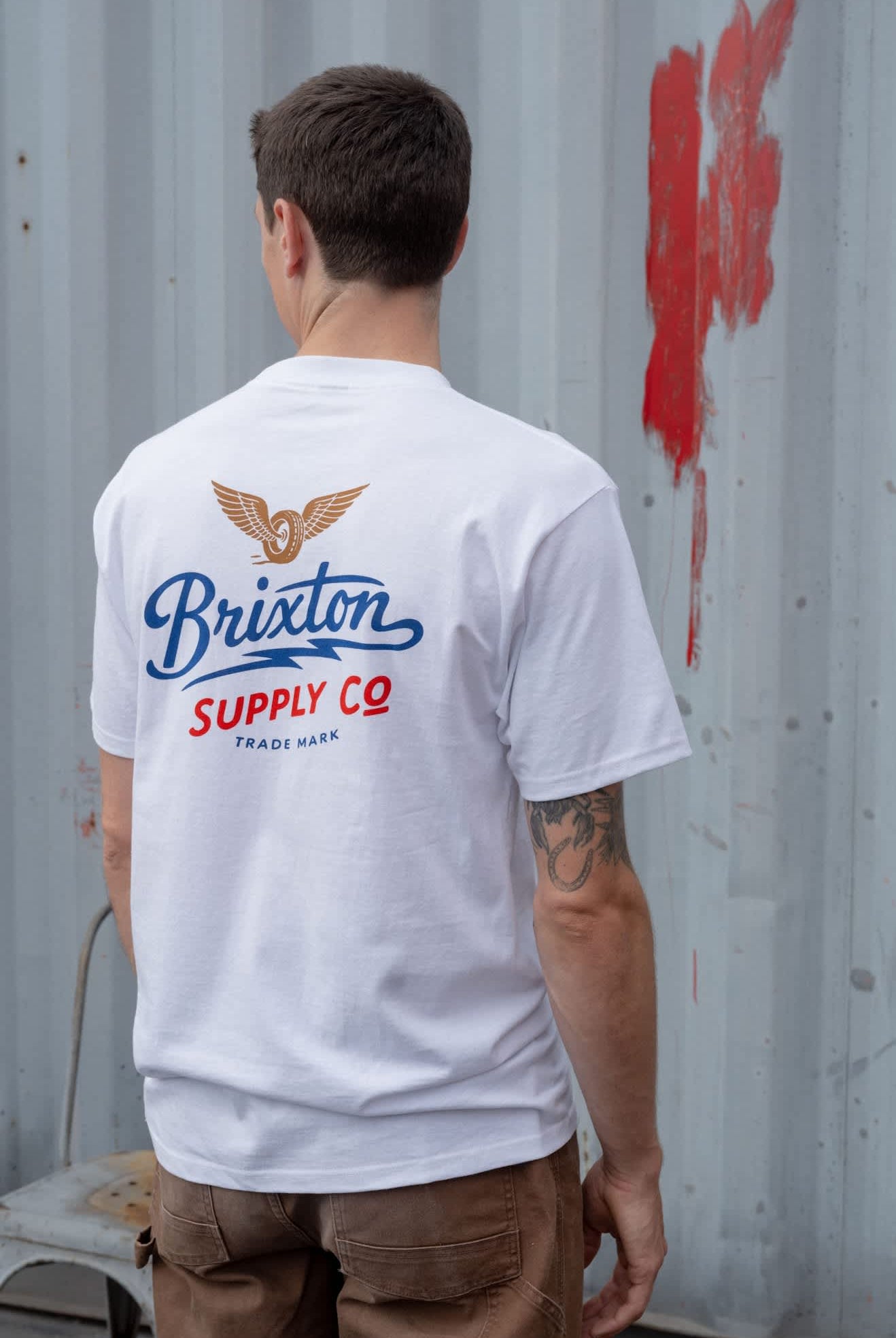 Men's Wing And Wheel Supply Short Sleeve Standard T-Shirt in the color White - Men's Lifestyle image