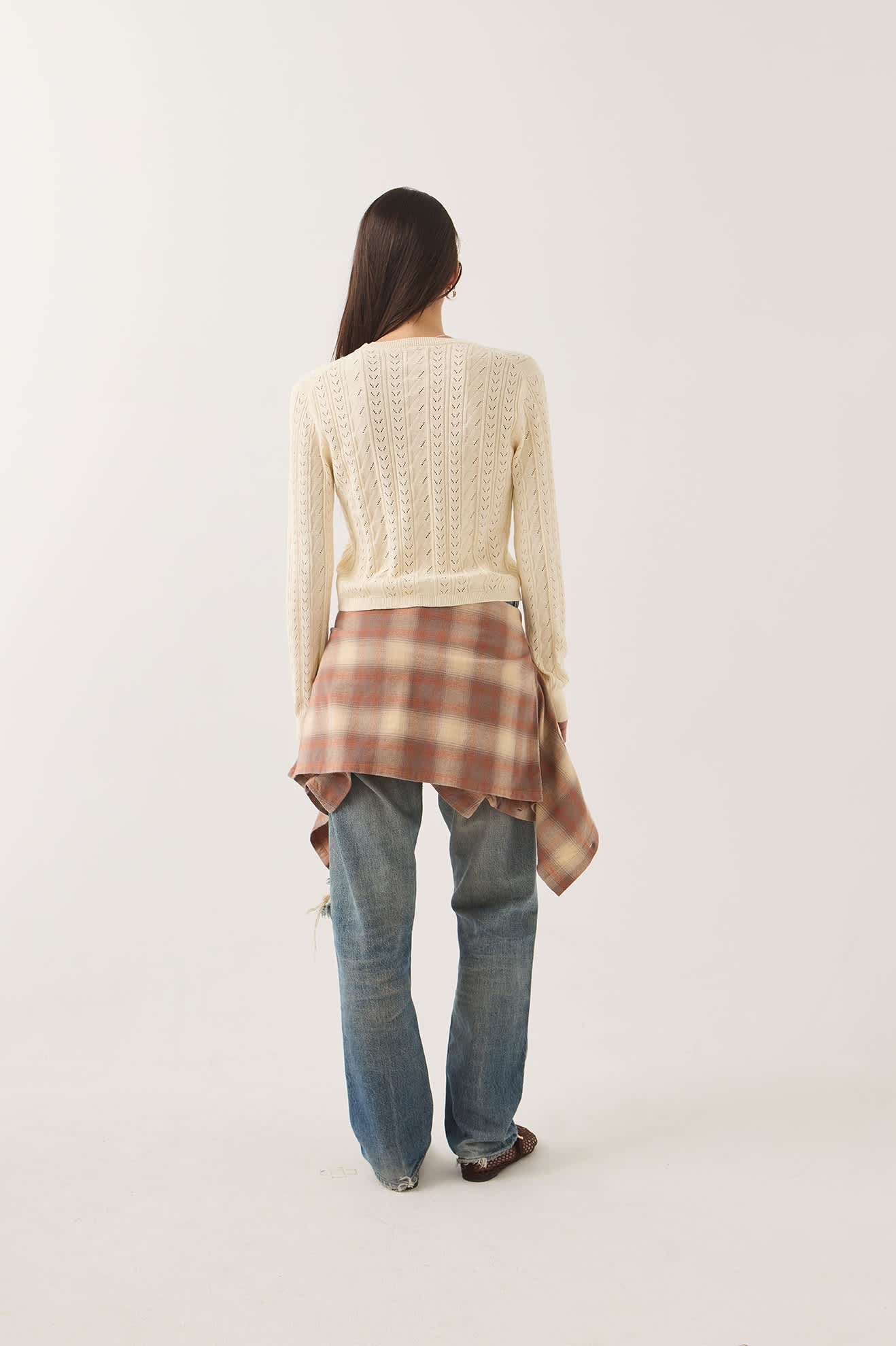 Women's Bixby Lightweight Cardigan in the color Wax Paper - Women's Back View