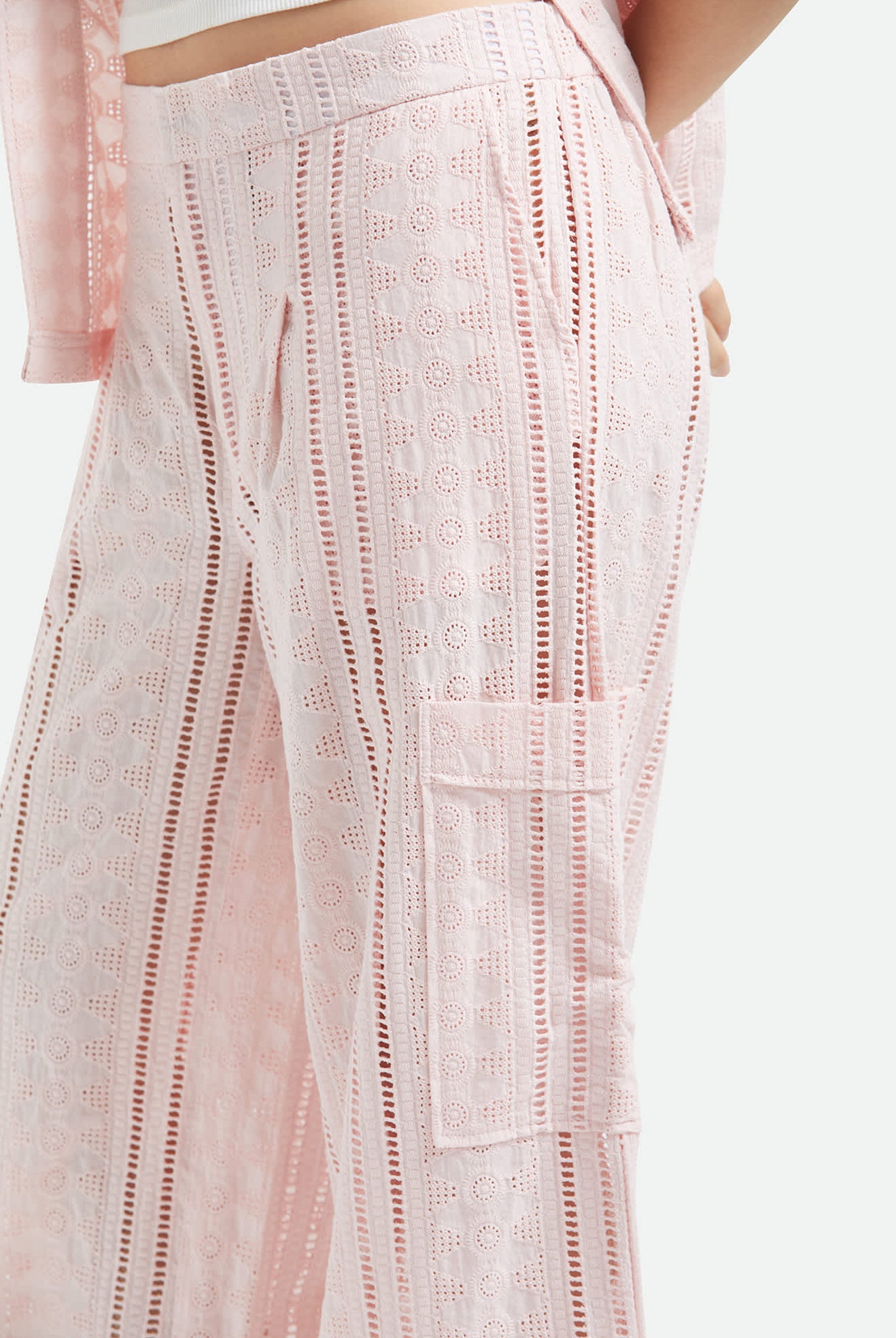 Women's The Mercer Wide Leg Trouser Pant in the color Chalk Pink - Additional Fit image