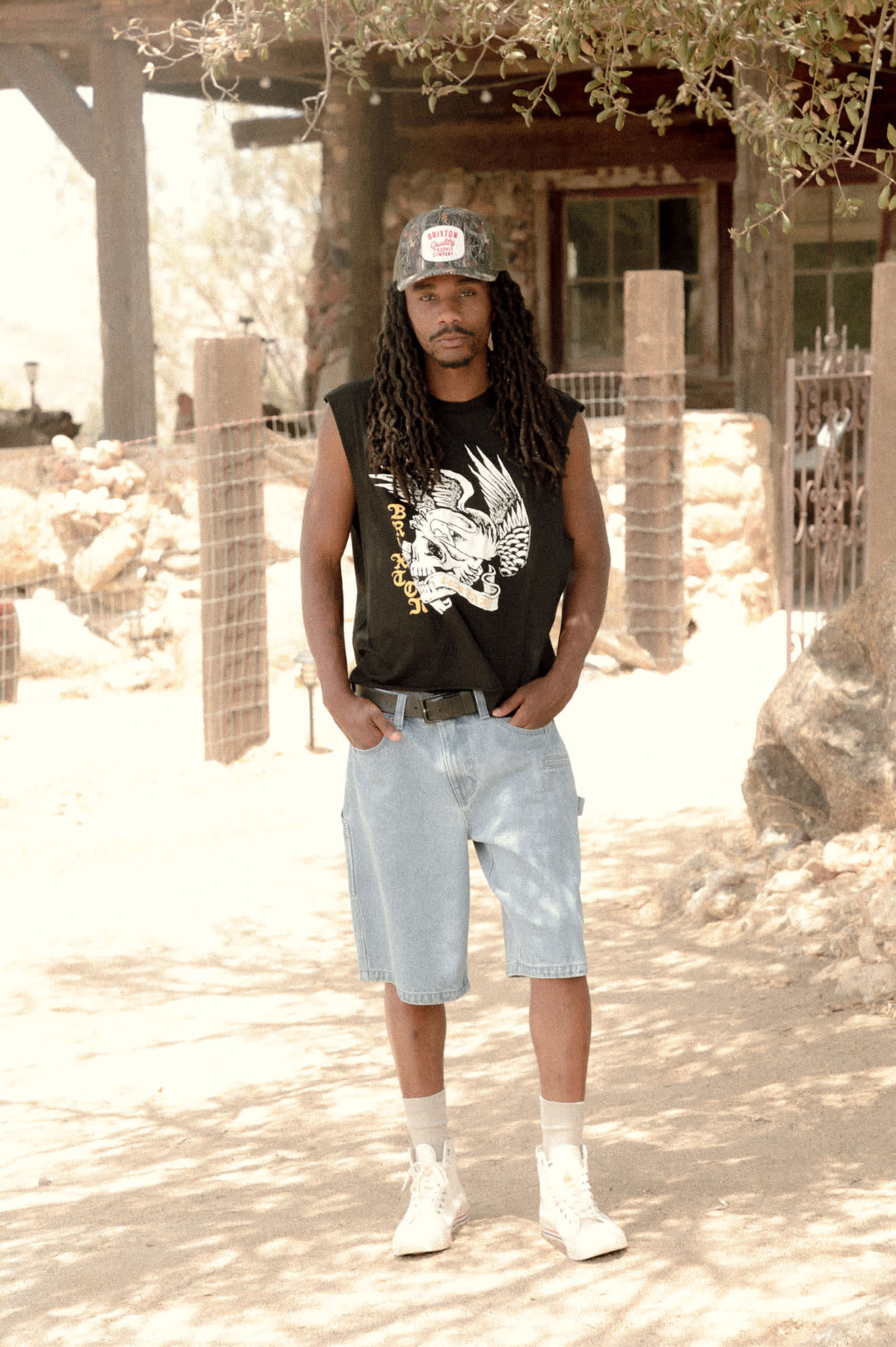 Men's Wolcott Worn In Boxy Muscle Tank in the color Black - Men's Lifestyle image