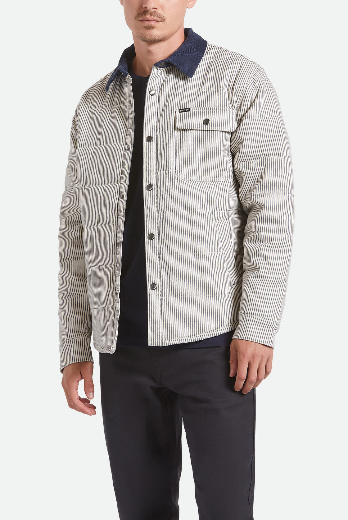 Men's Cass Jacket in the color Whitecap/Mood Indigo Hickory S - Men's Front View
