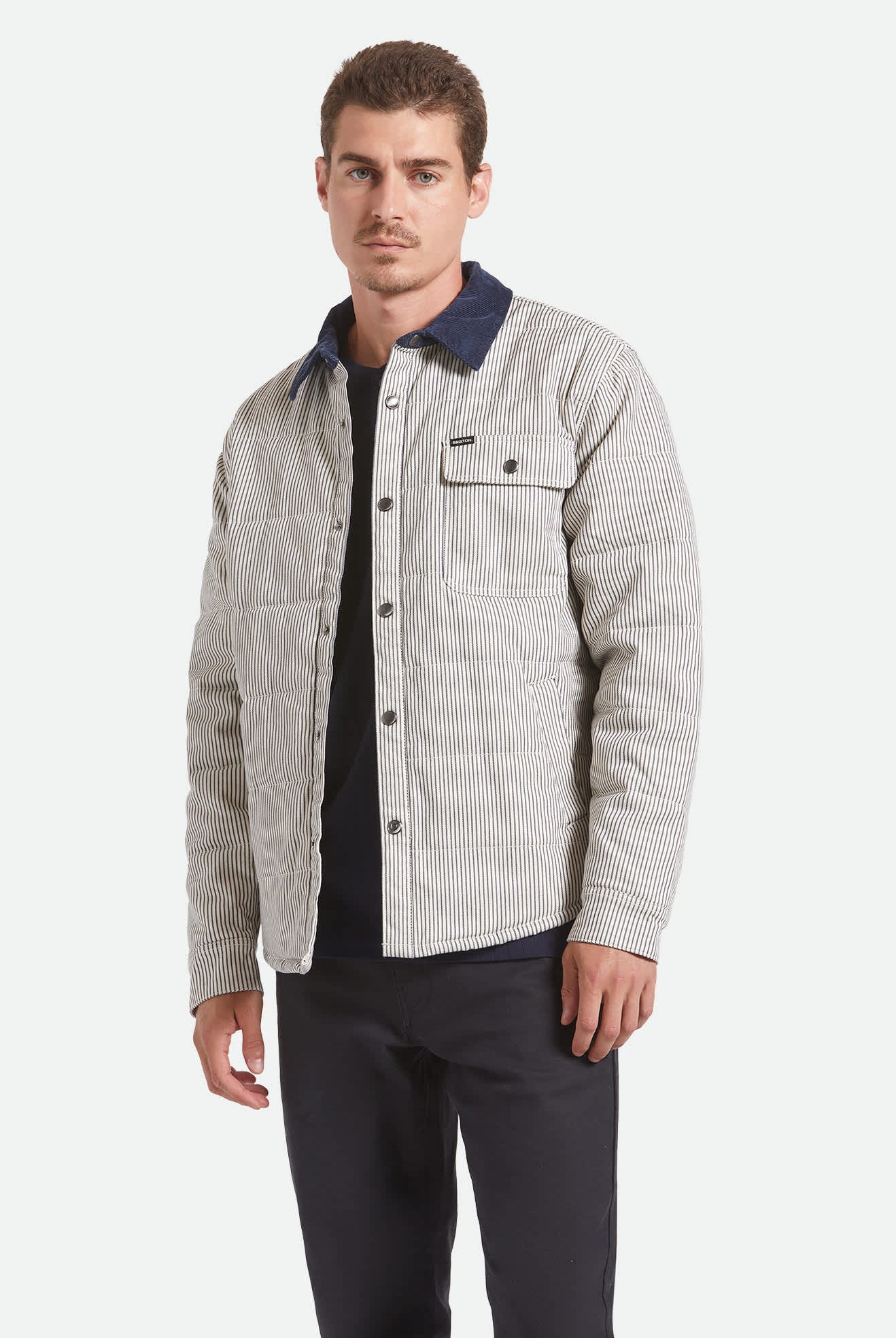 Men's Cass Jacket in the color Whitecap/Mood Indigo Hickory S - Men's Front View
