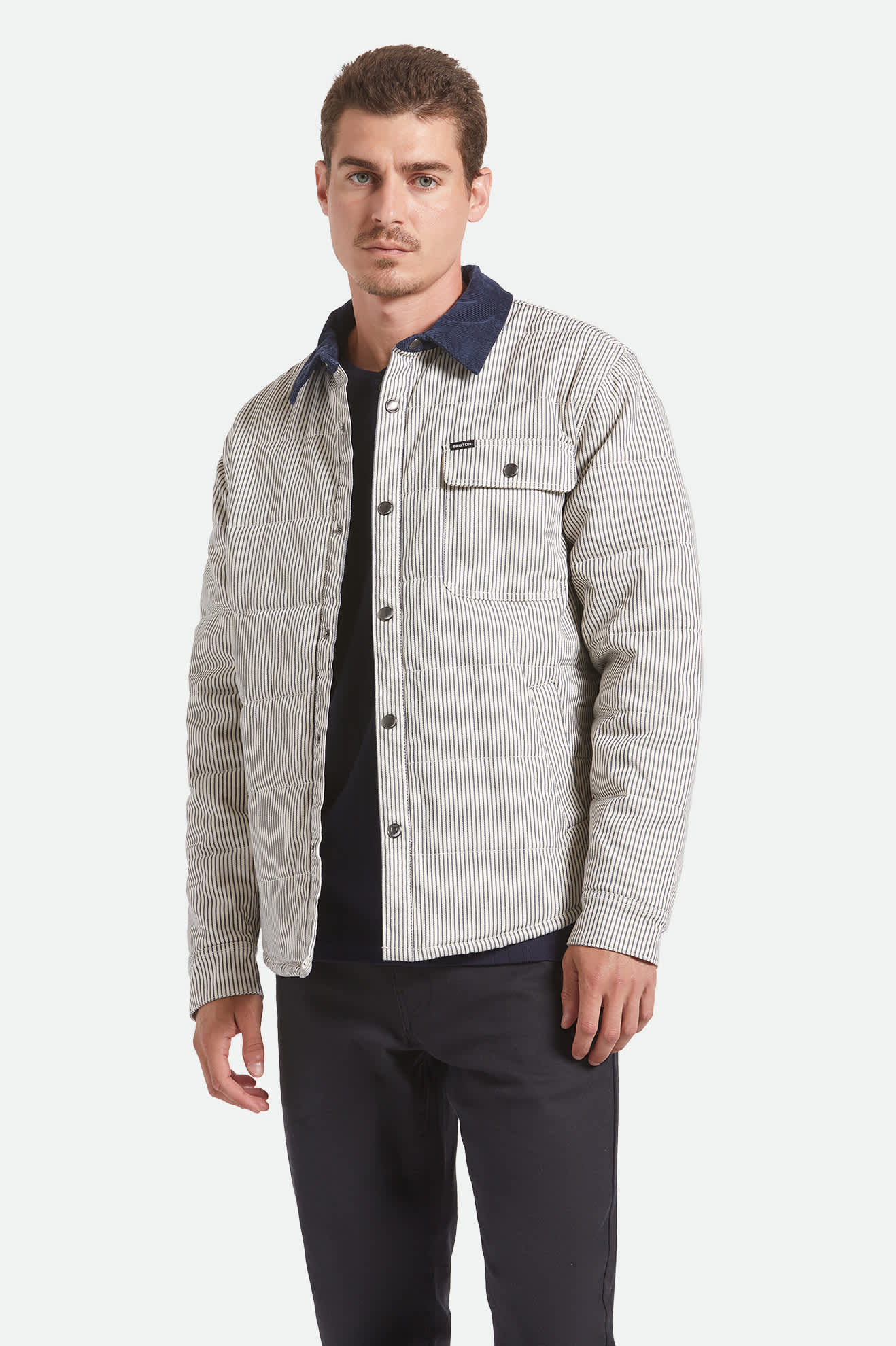 Men's Cass Jacket in the color Whitecap/Mood Indigo Hickory S - Men's Front View