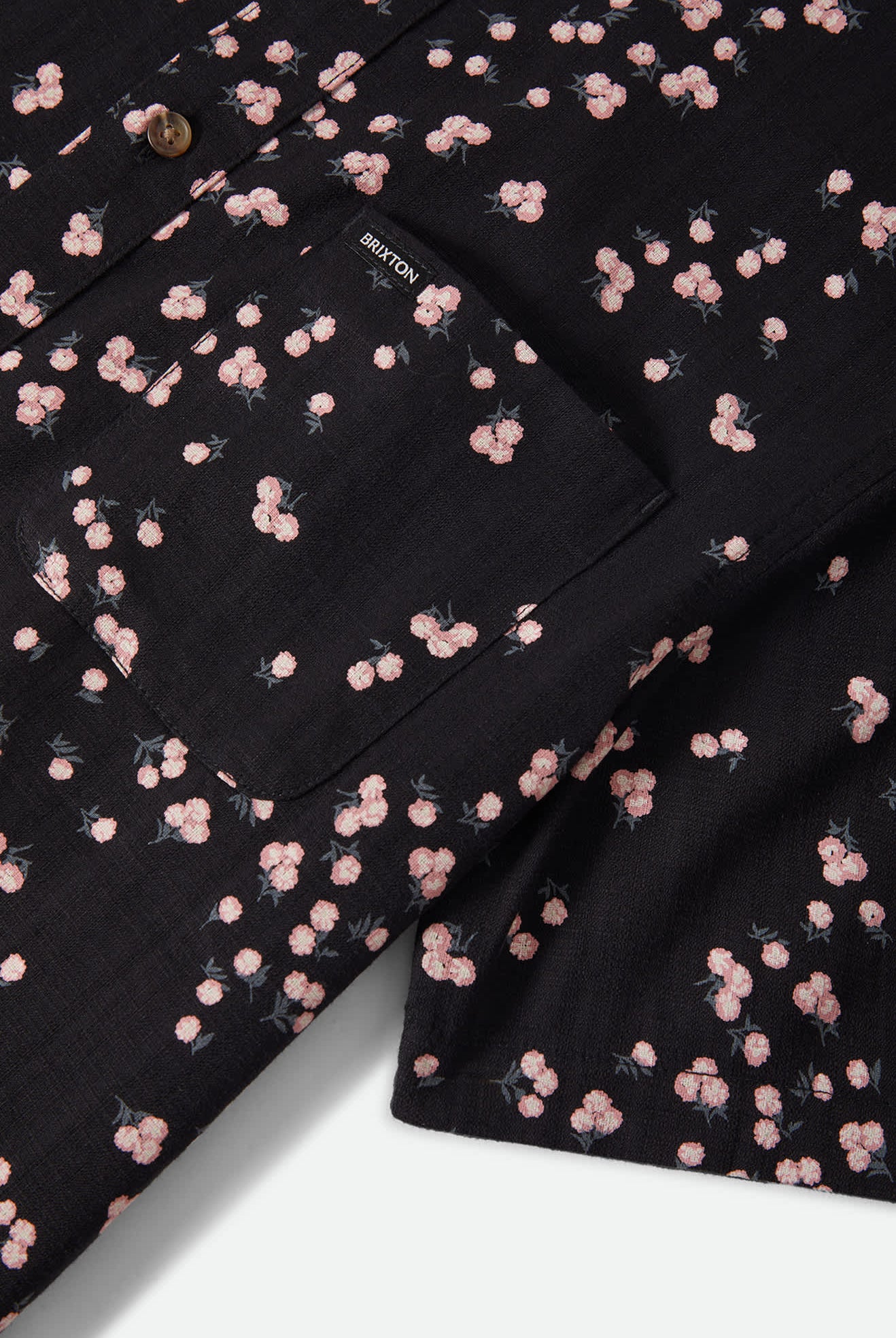 Men's Charter Slub Short Sleeve Shirt in the color Black/Pink - Additional Laydown image