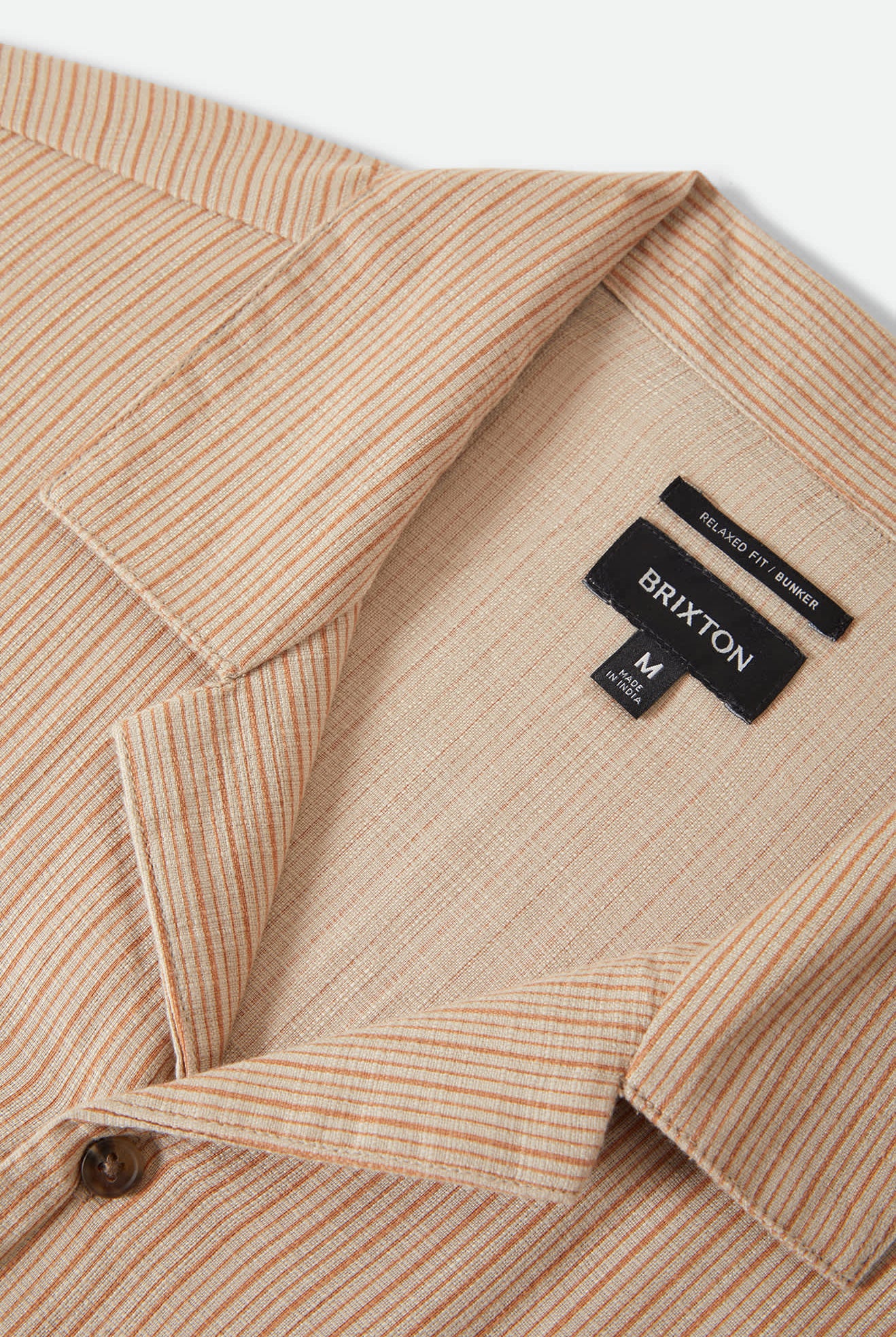 Men's Bunker Slub Short Sleeve Shirt in the color Italian Clay Stripe - Additional Laydown image