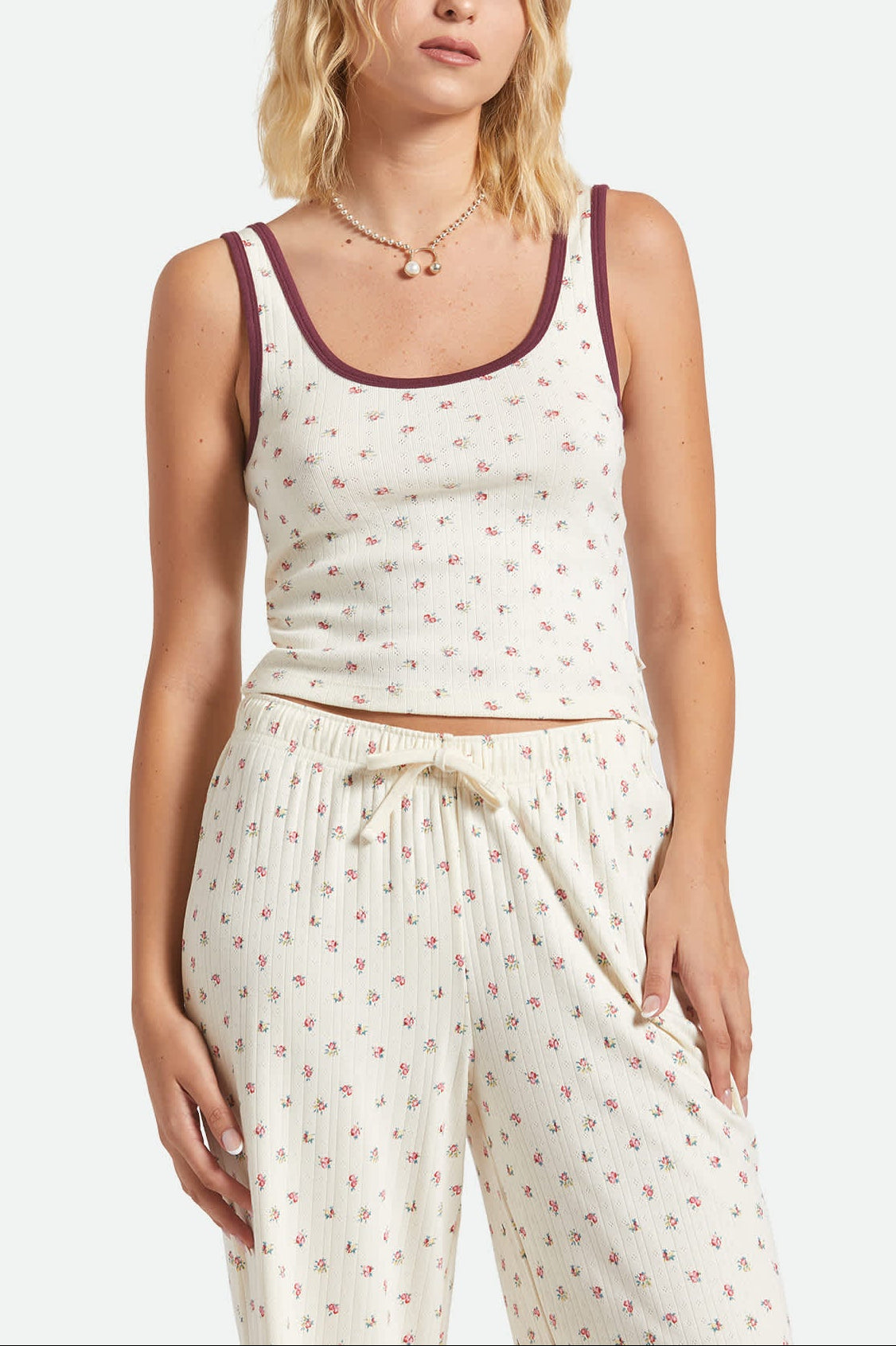 Women's Off Duty A-Tank in the color Floral Pointelle - Women's Front View