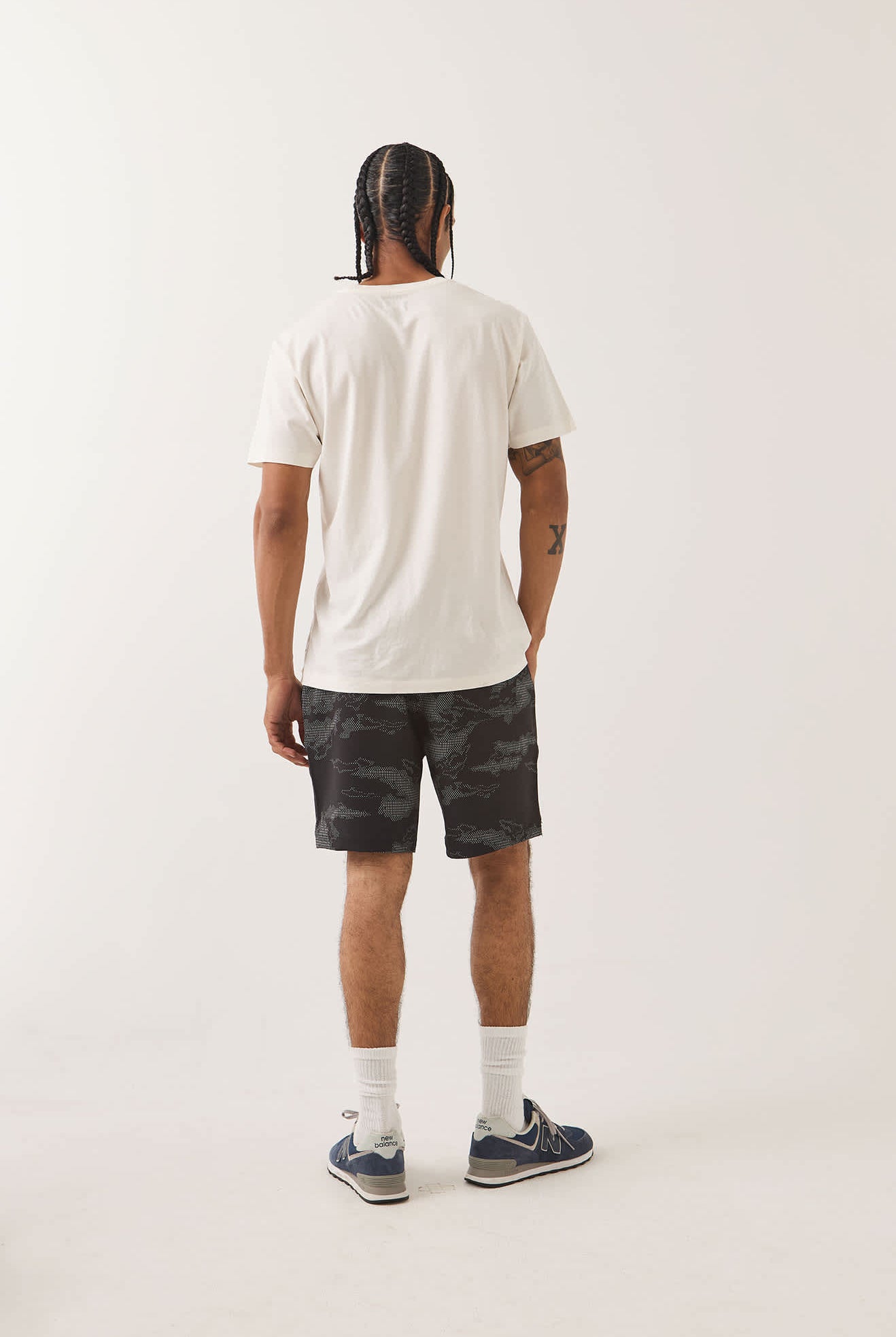 Men's Journey Active Short in the color Black Camo - Men's Back View