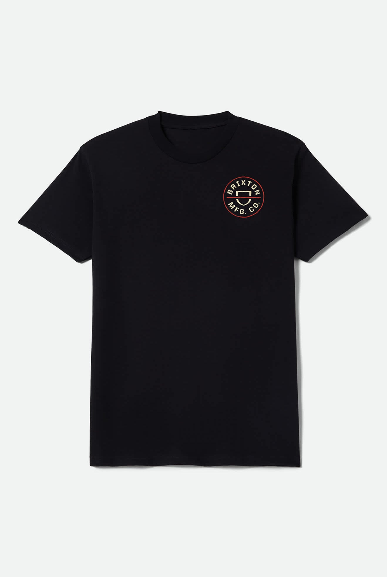 Men's Crest II Standard T-Shirt in the color Black/Ivory/Brick Red - Front Product View
