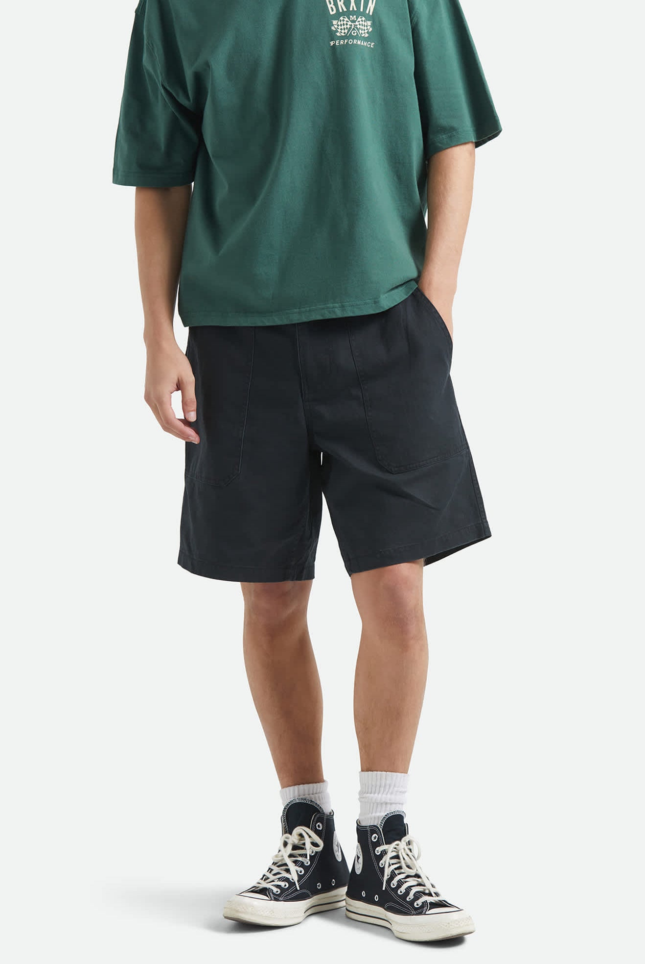 Men's Surplus Vintage Wash Herringbone Short in the color Washed Black - Men's Front View