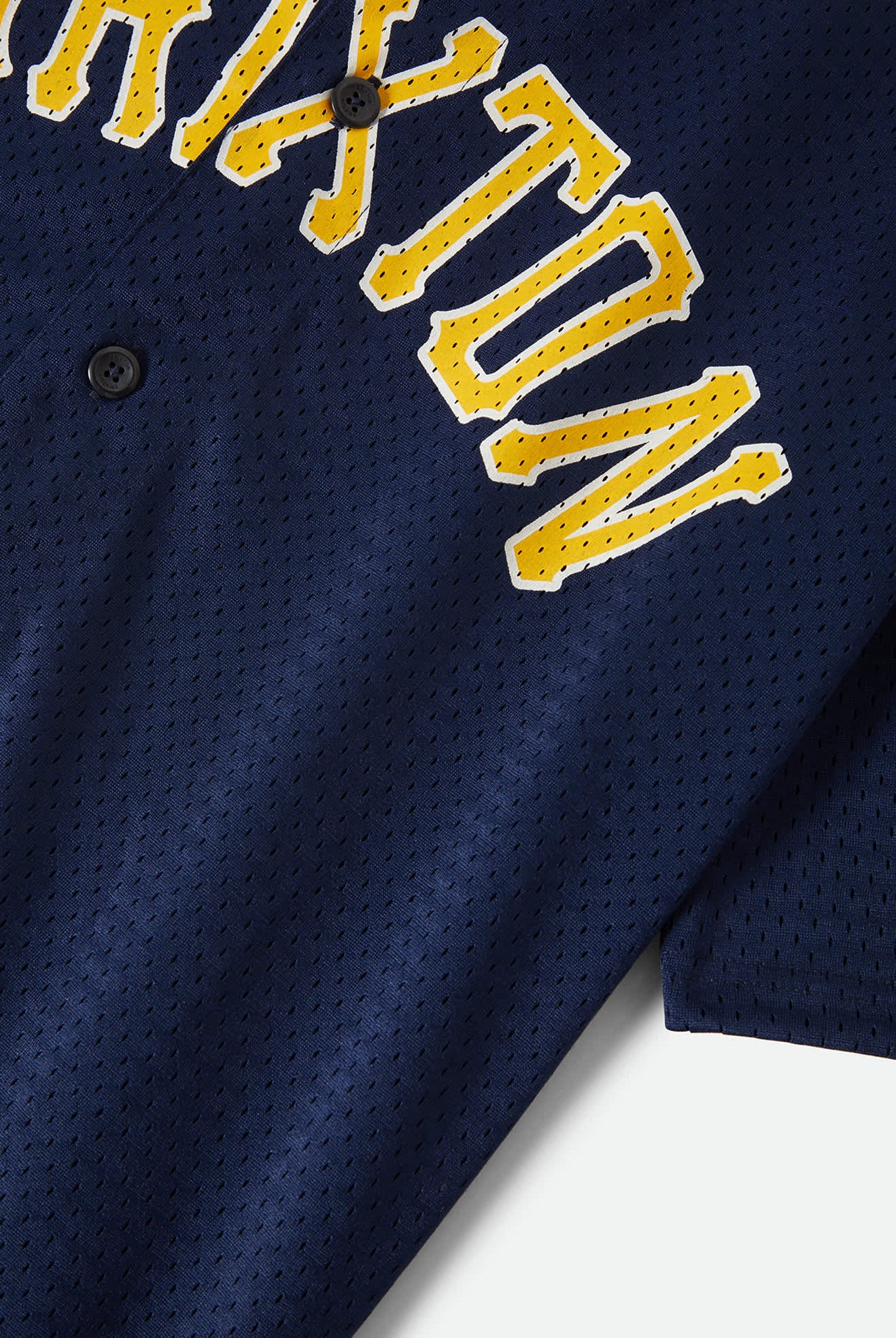 Men's The Brixton Mesh Short Sleeve Baseball Jersey in the color Washed Navy - Additional Laydown image