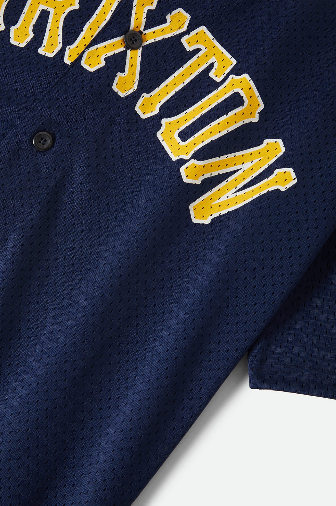 Men's The Brixton Mesh Short Sleeve Baseball Jersey in the color Washed Navy - Additional Laydown image