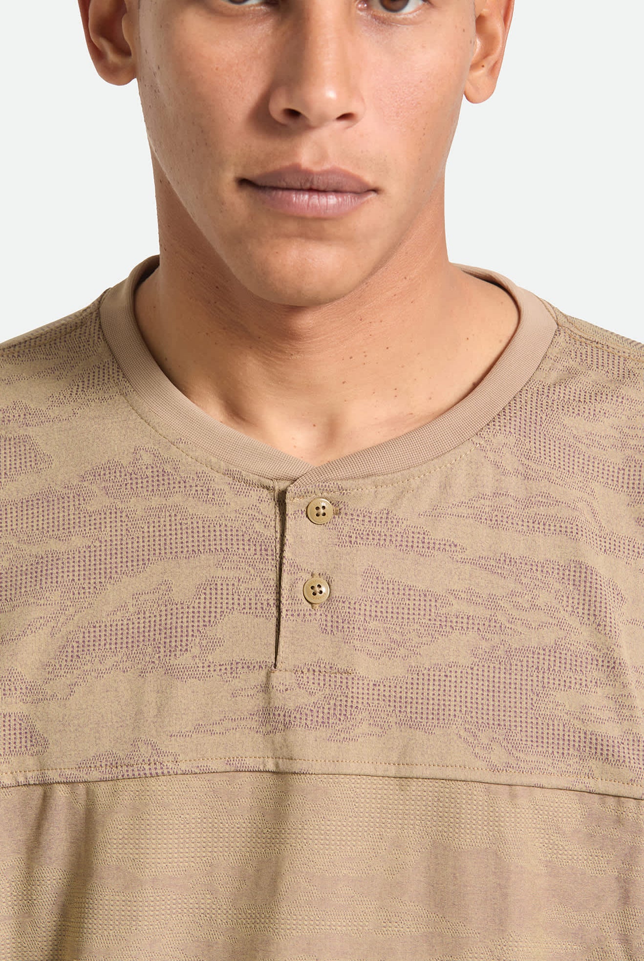 Men's Journey Short Sleeve Henley in the color Desert Tiger Camo - Additional Fit image