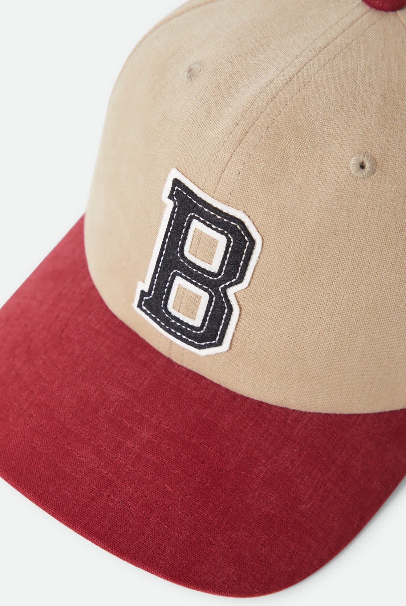 Unisex Big B Adjustable Hat in the color Sand/Burgundy - Additional Laydown image