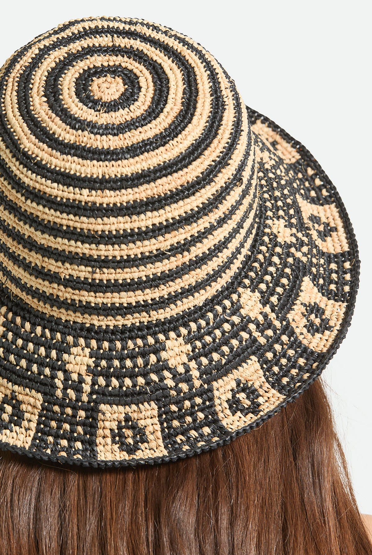 Women's Redding Packable Straw Bucket Hat in the color Black/Natural - Additional Fit image