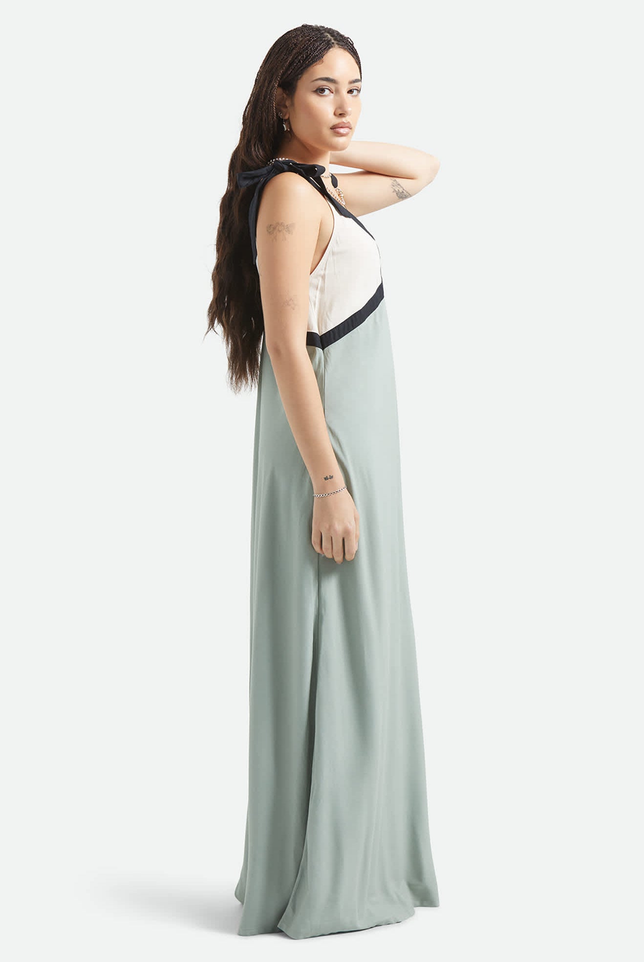 Women's Sunset Tie Slip Dress in the color Sage Green/Whitecap - Women's Side View