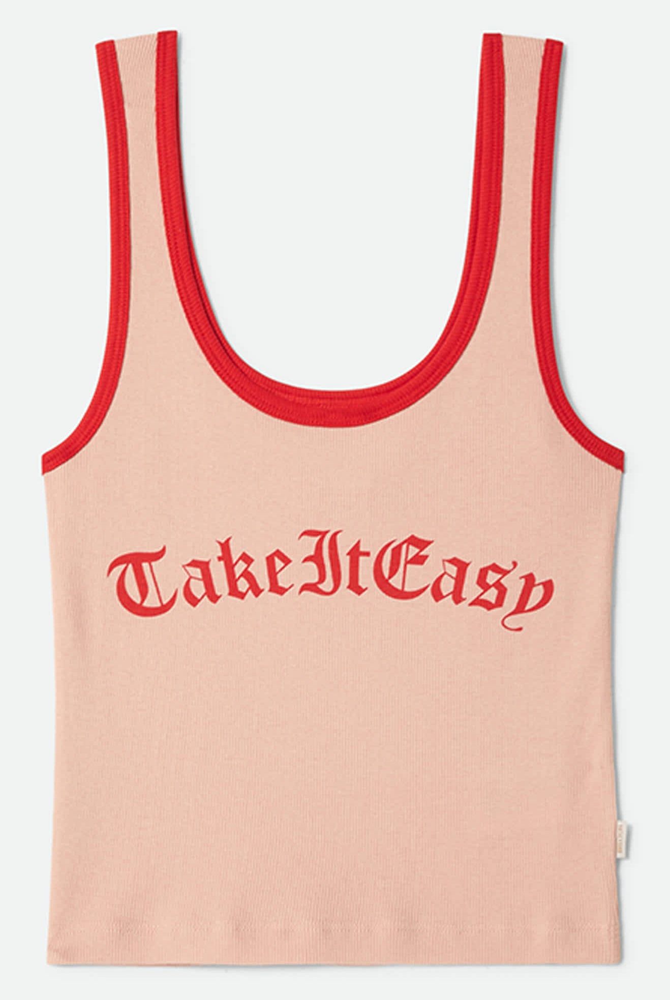 Women's Take It Easy Ringer A-Tank in the color Silver Pink - Front Product View