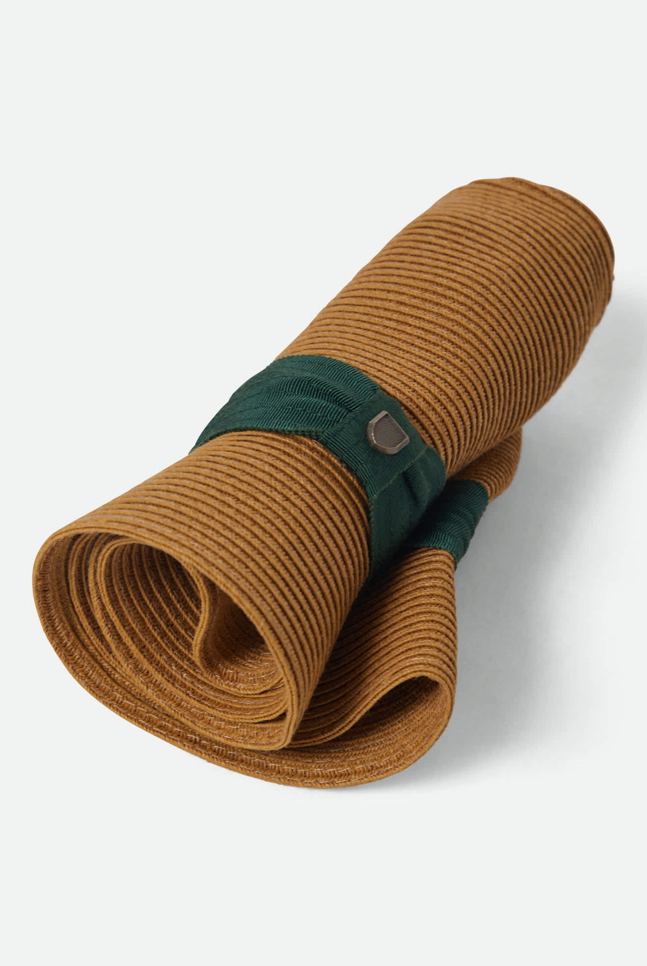 Unisex Roma Straw Packable Fedora in the color Dark Tan/Primal Green - Additional Laydown image