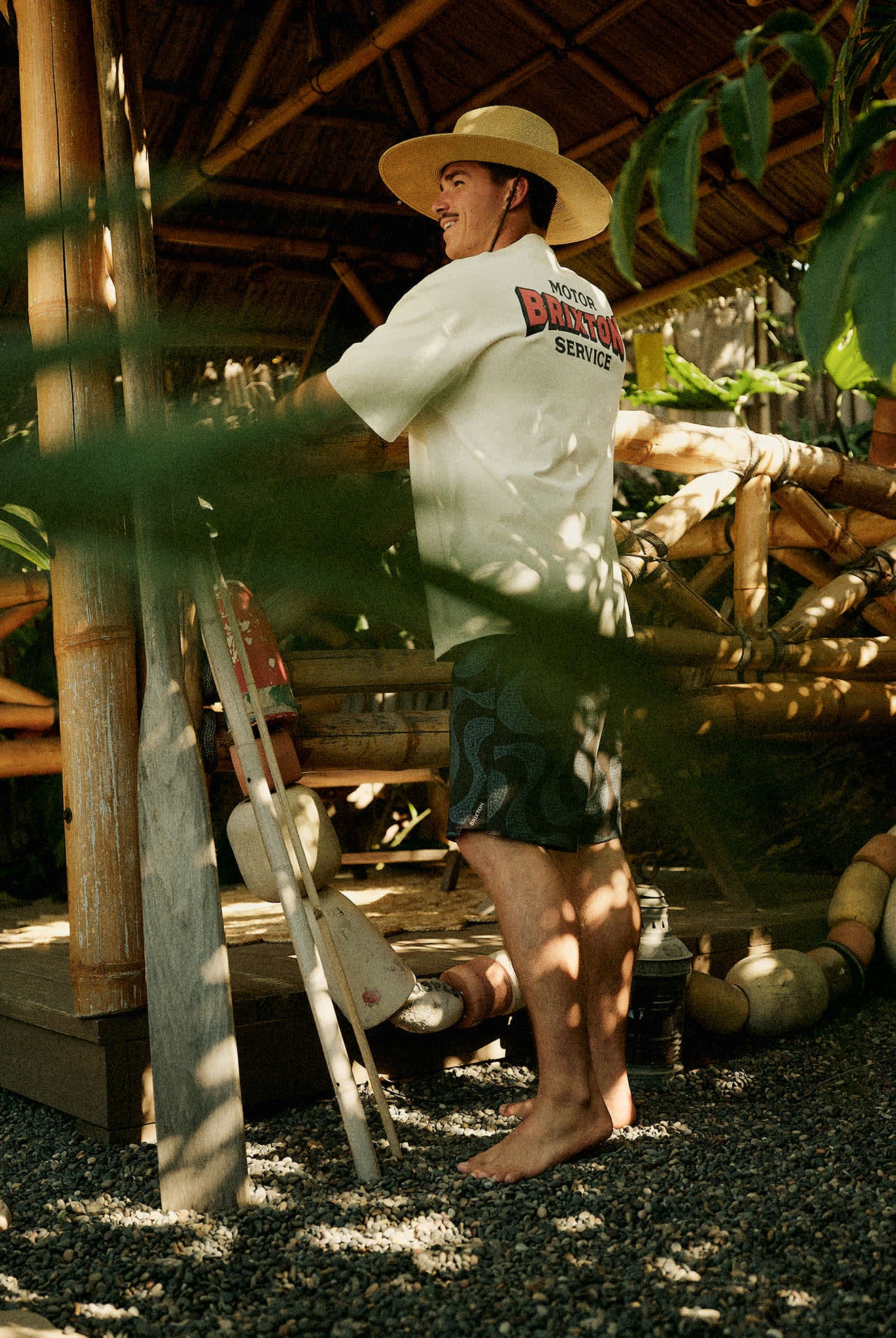 Men's The Dexter Textured Stripe Short Sleeve Shirt in the color Black/Dusty Blue - Men's Lifestyle image