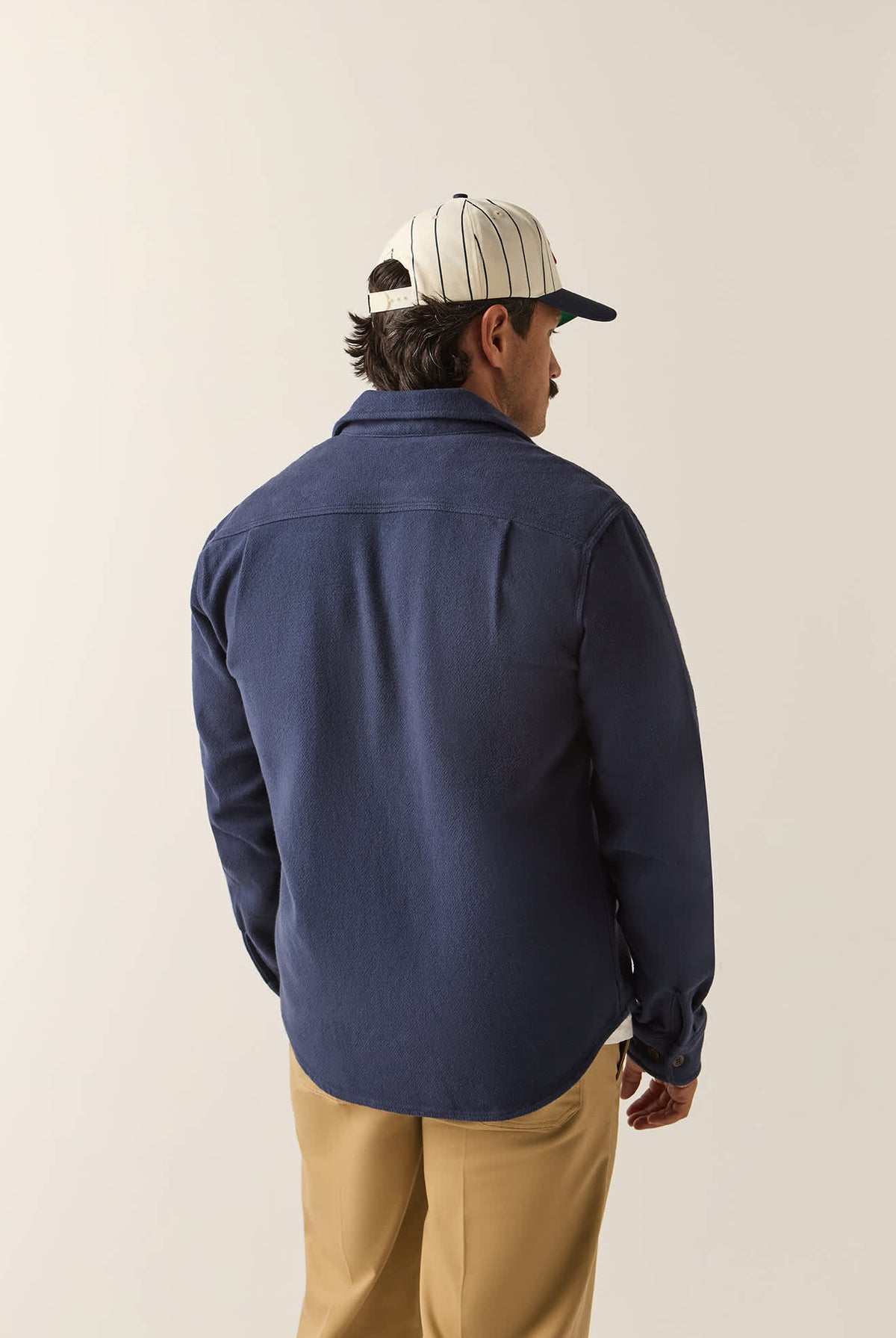 Men's Bowery Heavyweight Flannel in the color Washed Navy - Men's Back View