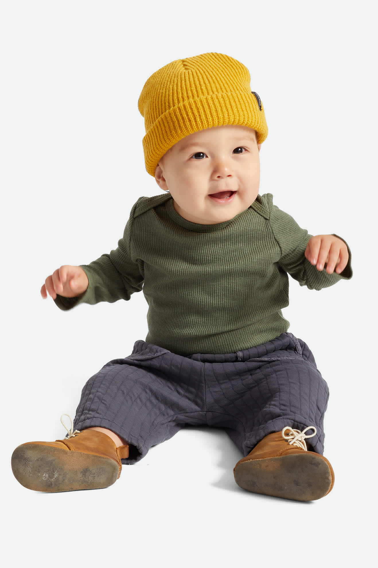 Infant Baby Heist Beanie in the color Mustard - Men's Side View