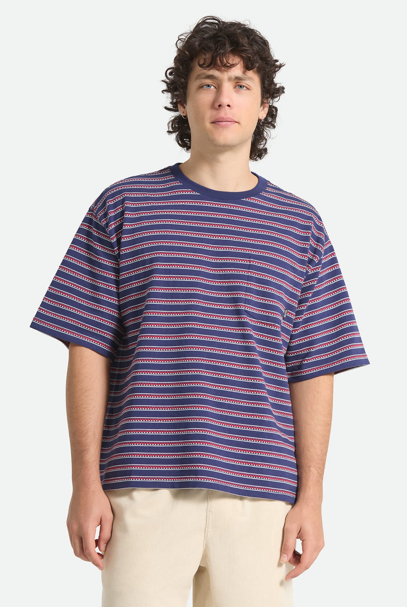 Men's Poolside Pique Box Crop T-Shirt in the color Washed Navy - Men's Front View