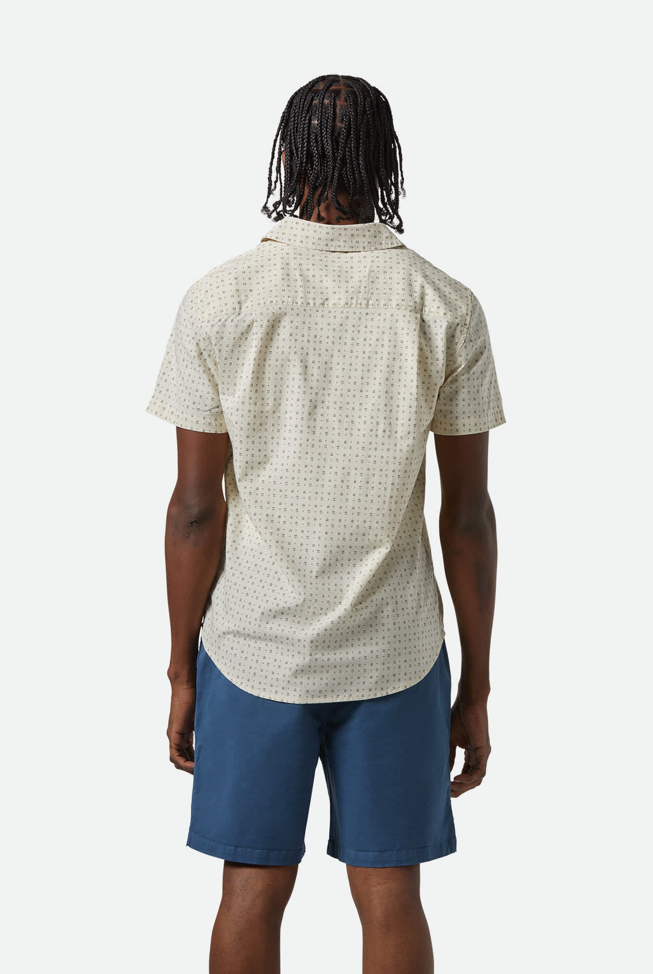 Men's Charter Print S/S Shirt in the color Off White/Micro Floral - Men's Back View
