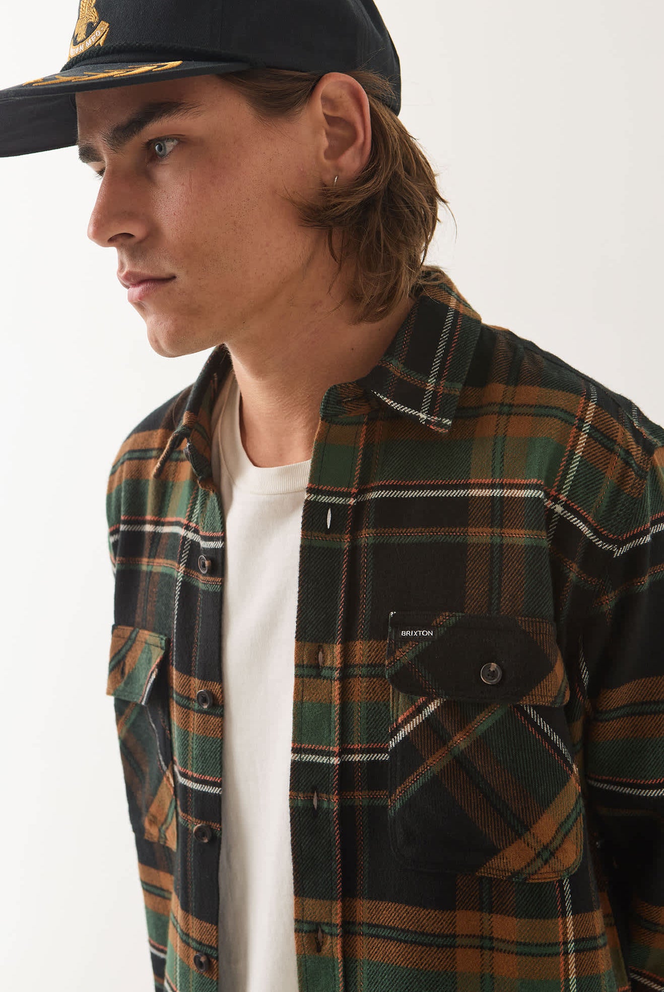 Men's Bowery Flannel in the color Black/Pine Needle - Additional Fit image