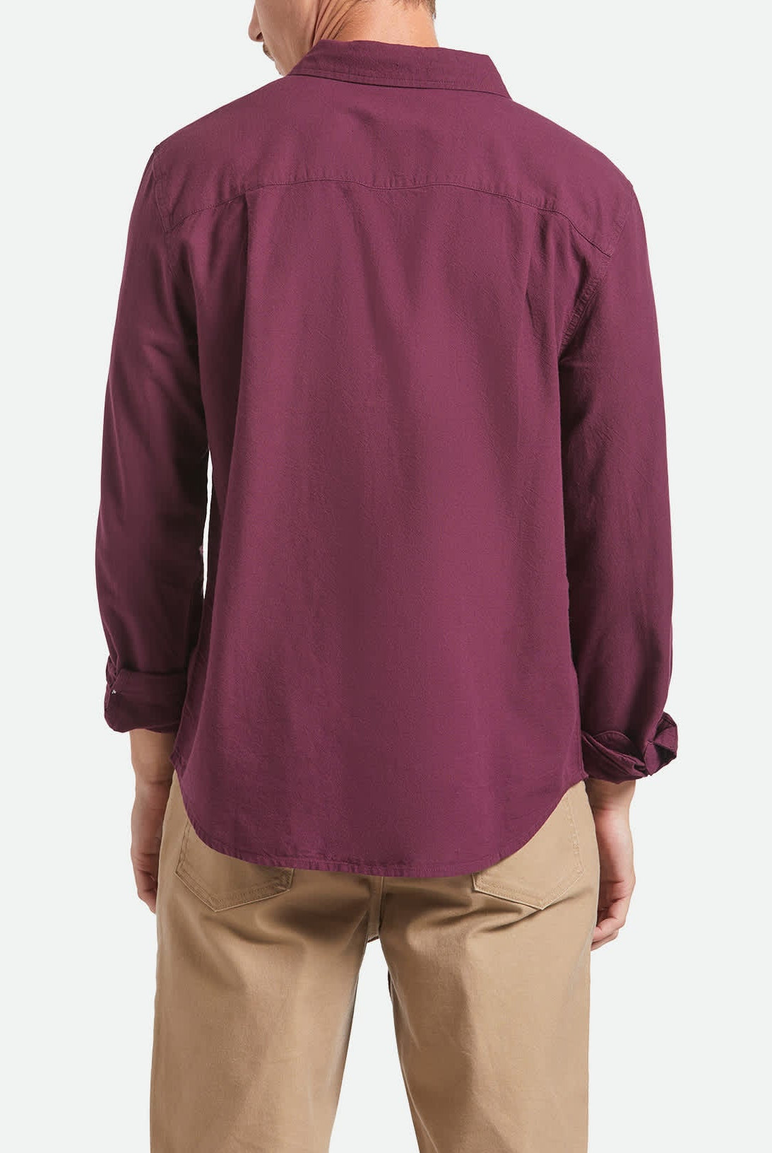 Men's Charter Long Sleeve Shirt in the color Port - Men's Back View