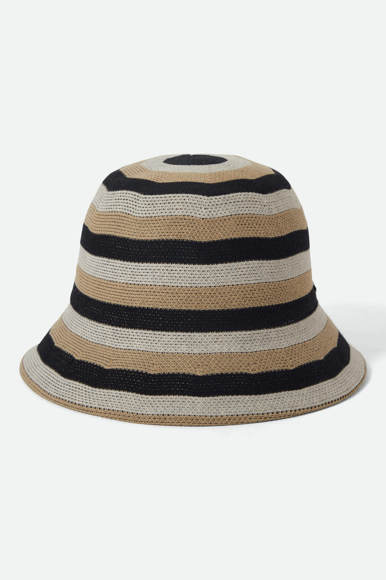 Women's Lisboa Knit Packable Bucket Hat in the color Black/Sand/Whitecap - Additional Laydown image