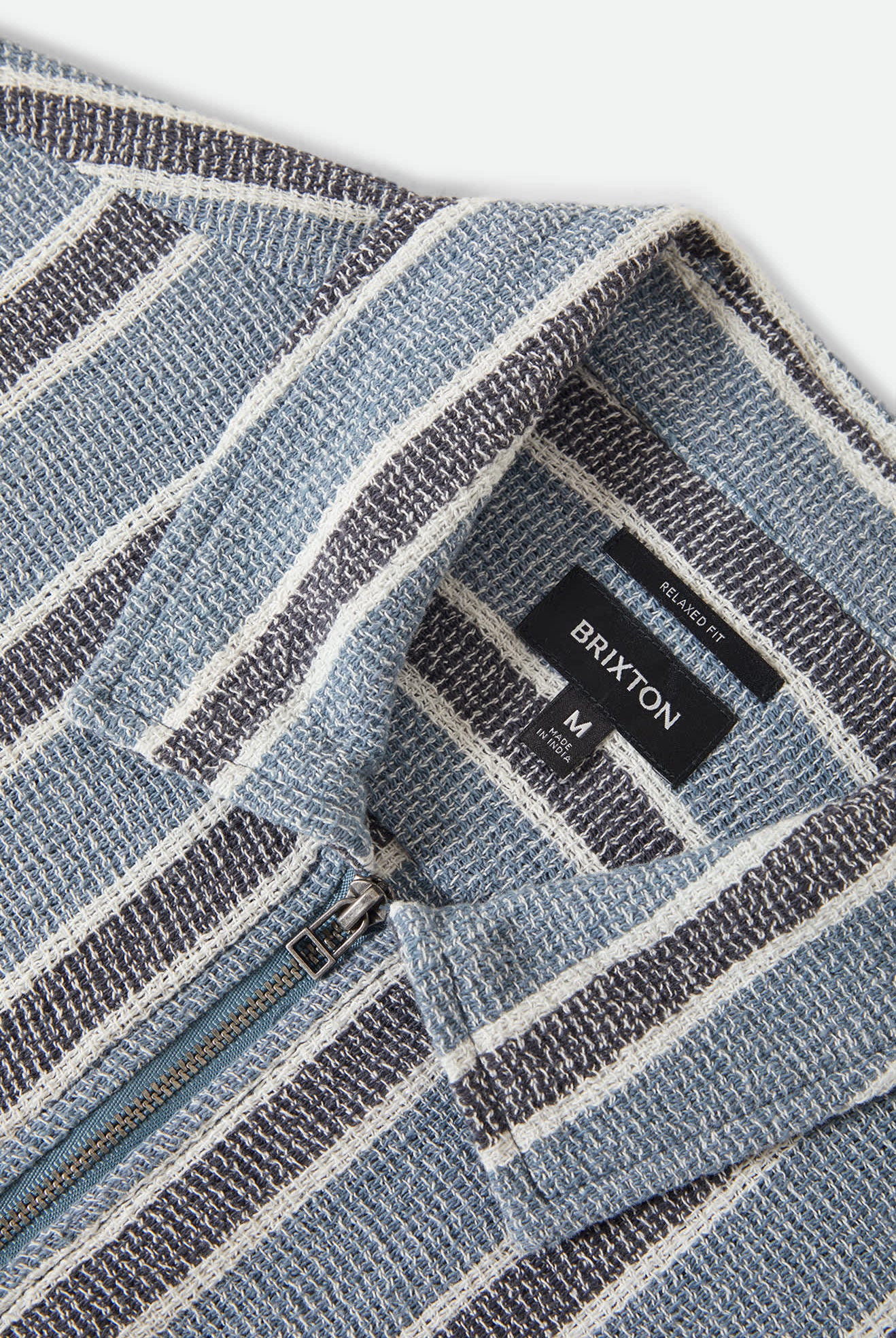 Men's The Dexter Textured Stripe Short Sleeve Shirt in the color Black/Dusty Blue - Additional Laydown image