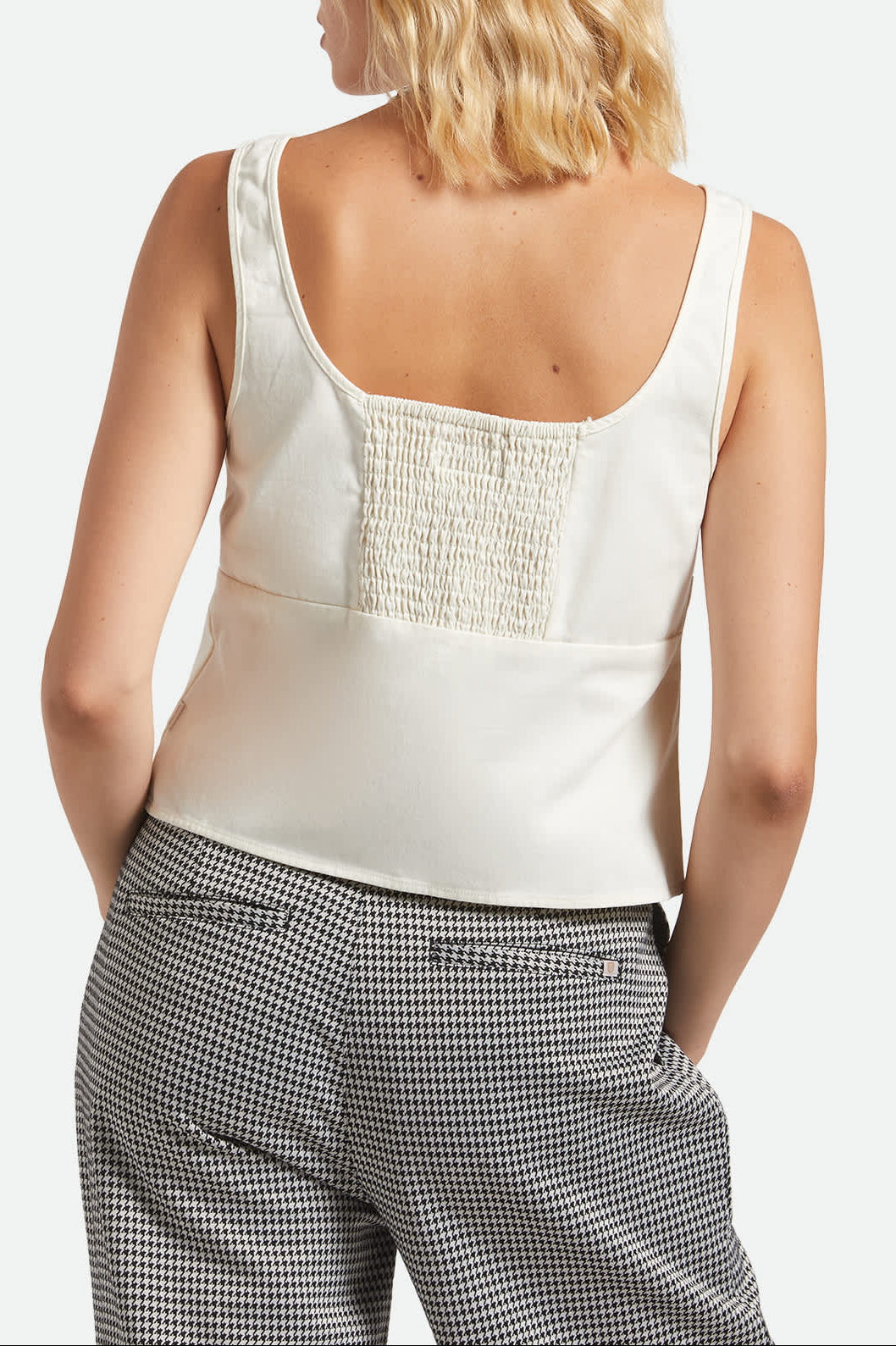 Women's Magnolia Tie Top in the color Off White - Women's Back View