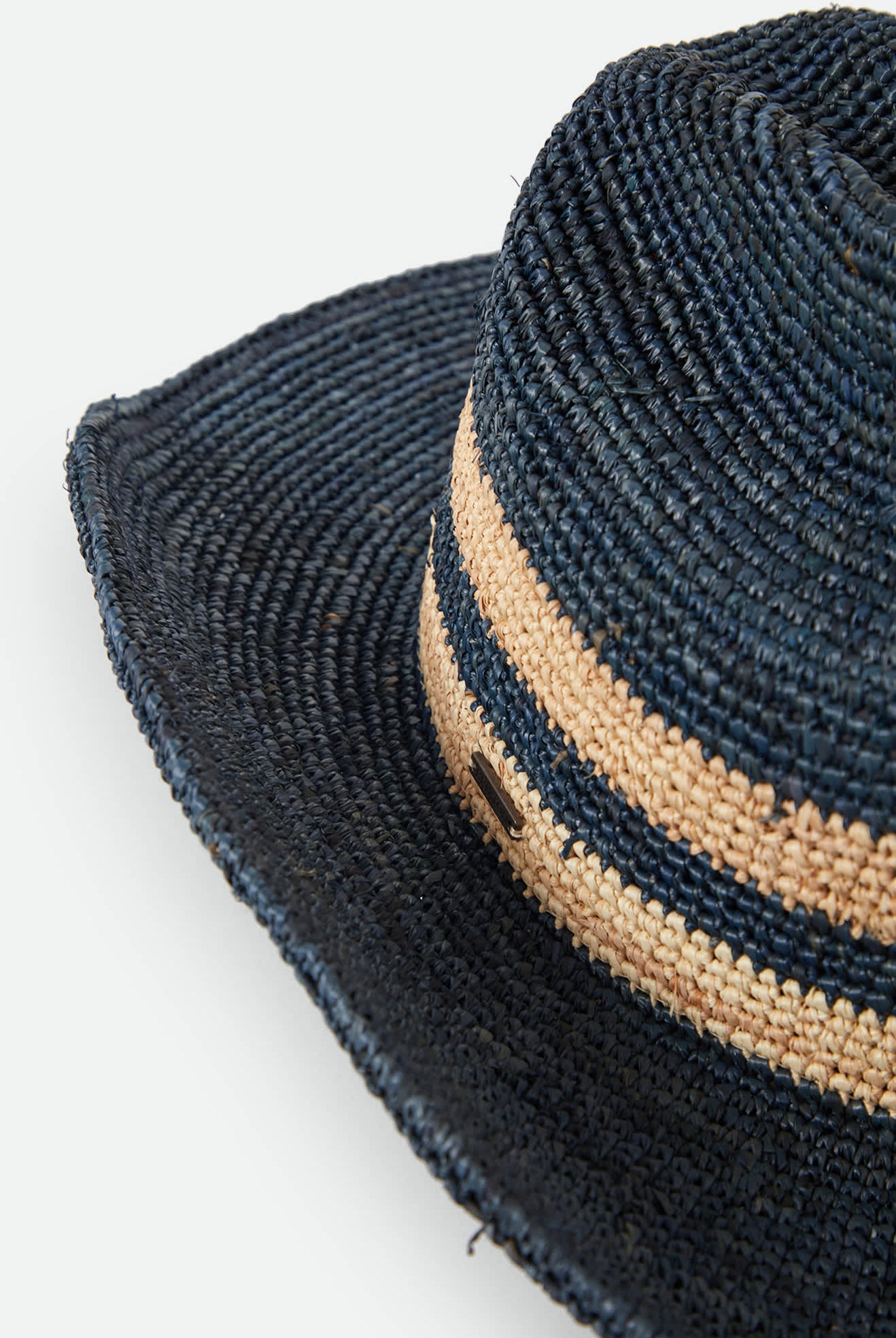 Women's Odessa Straw Packable Cowboy Hat in the color Midnight Blue/Tan Stripe - Additional Laydown image