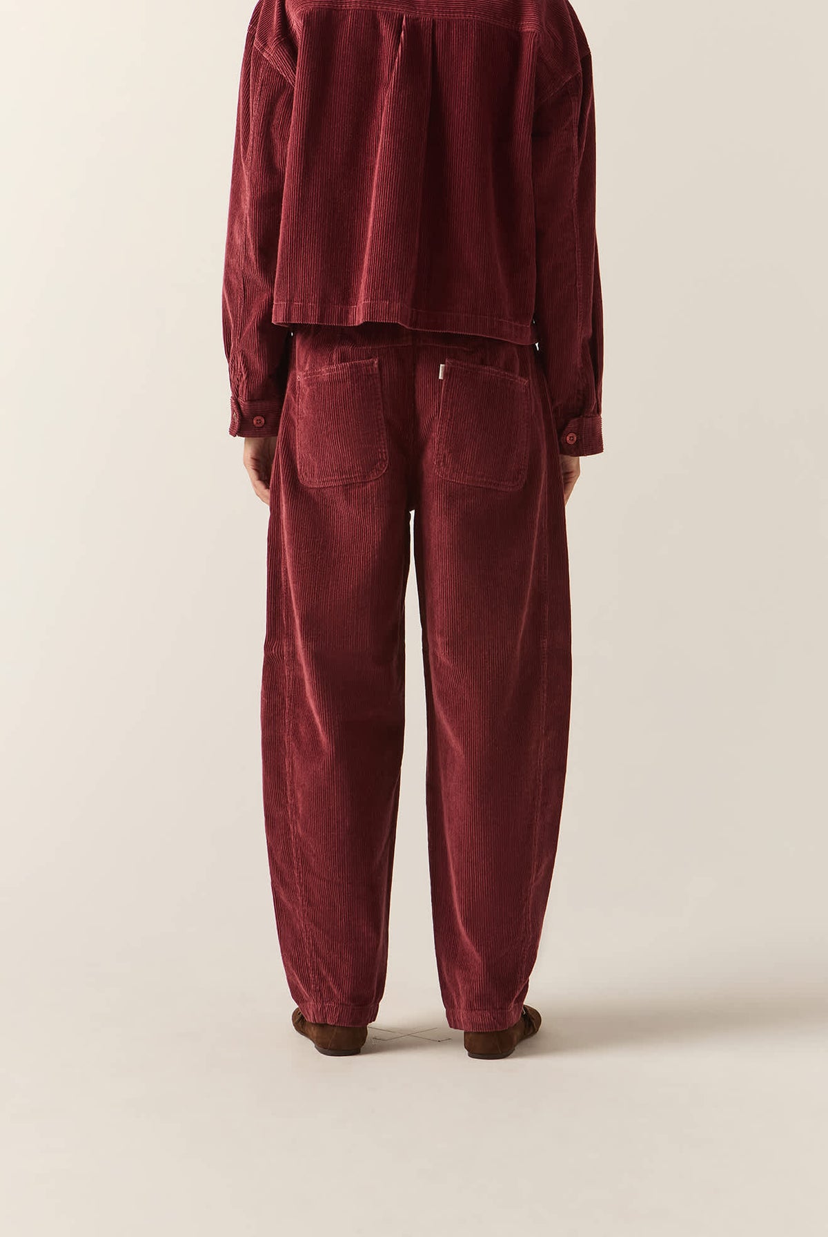 Women's Utility Everyday Barrel Pant in the color Wild Ginger Cord - Women's Back View