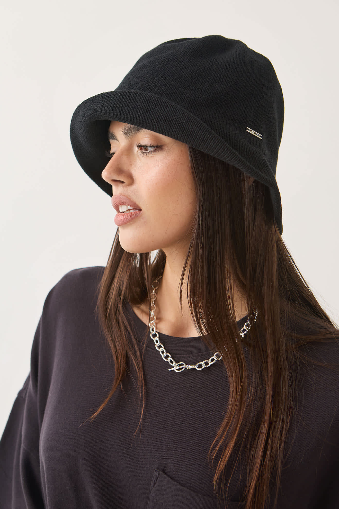 Unisex Redding Knit Packable Hat in the color Black/Black - Women's Side View