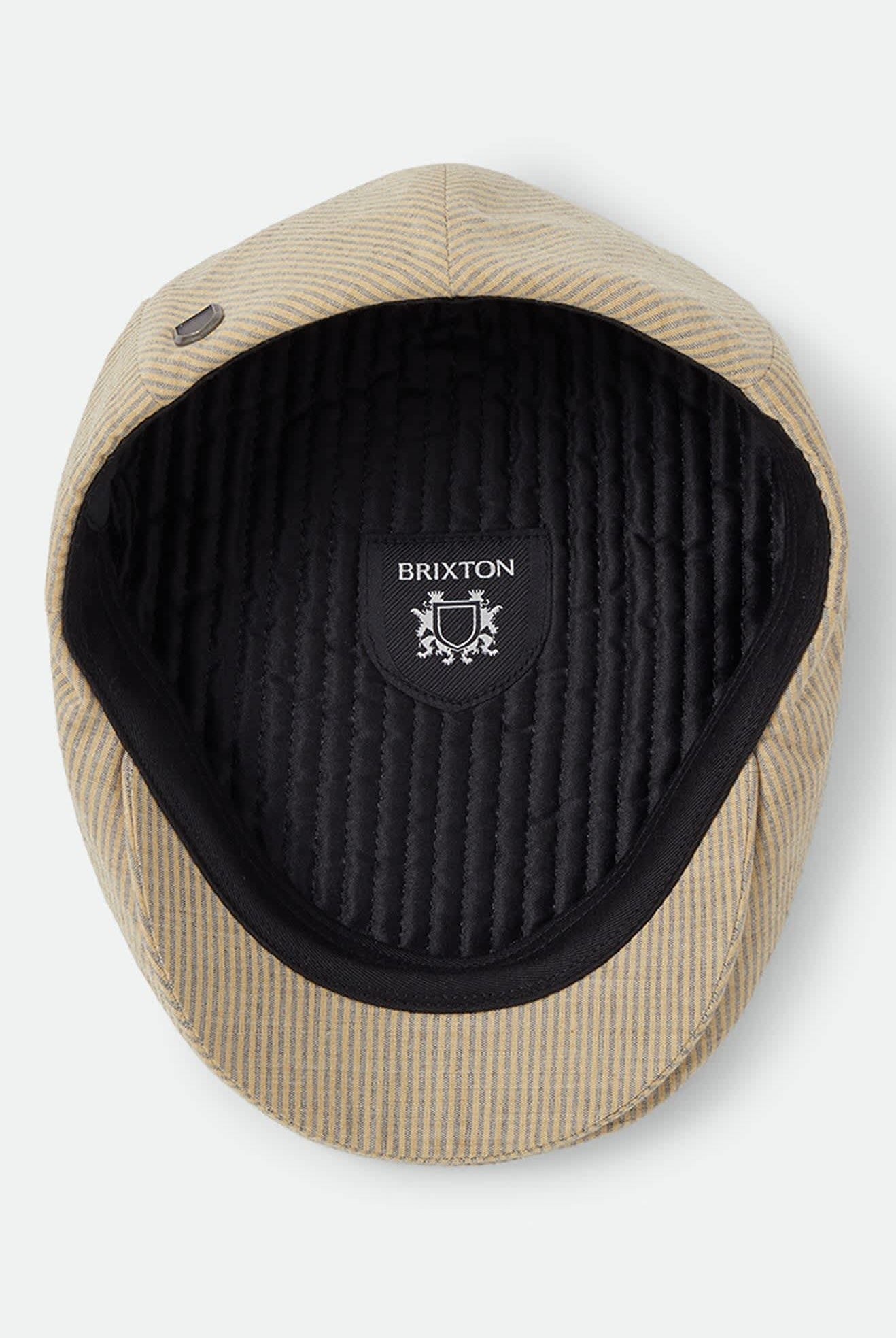 Unisex Hooligan Flat Cap in the color Khaki Stripe/Washed Black - Additional Laydown image