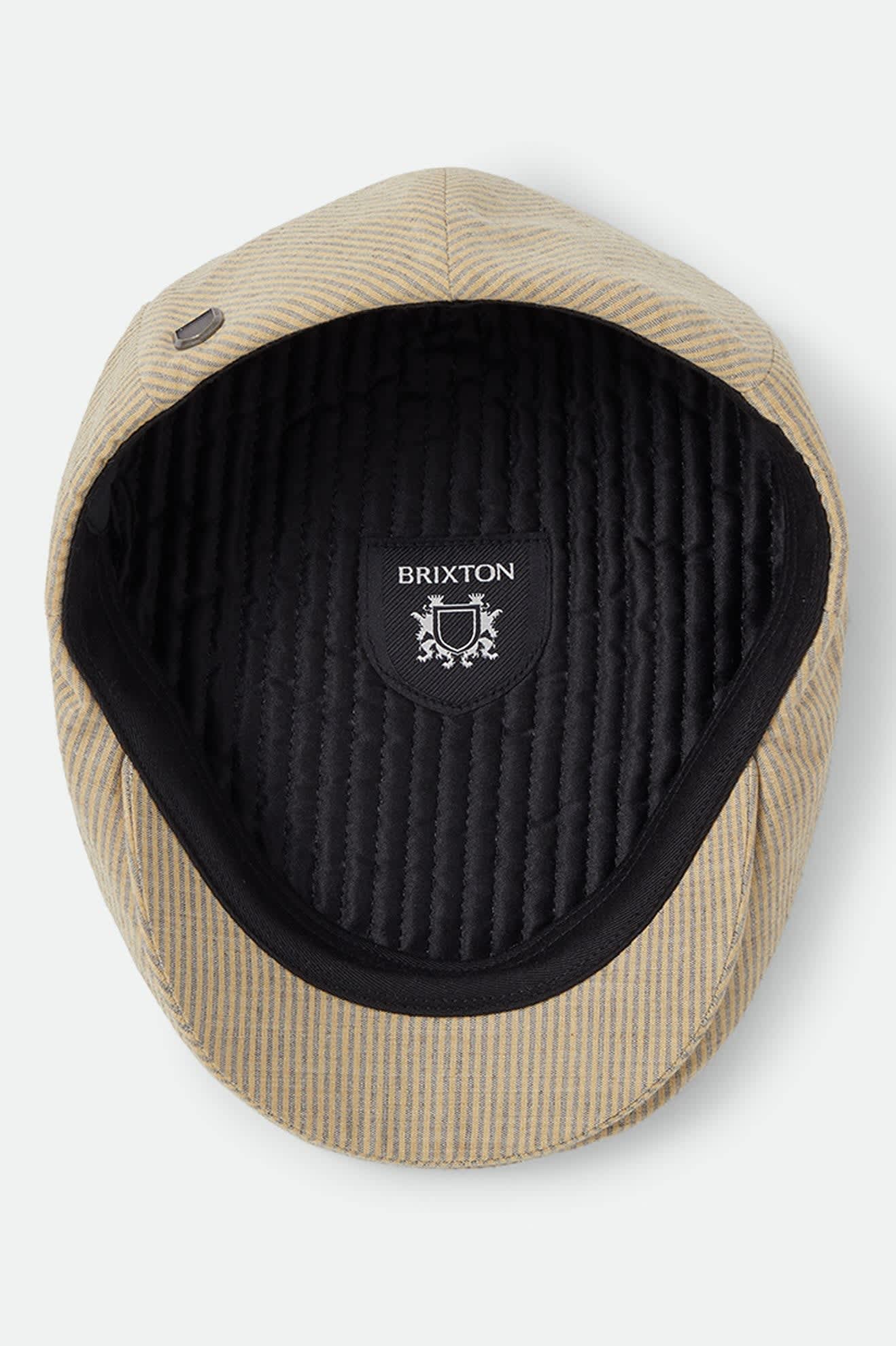 Unisex Hooligan Flat Cap in the color Khaki Stripe/Washed Black - Additional Laydown image
