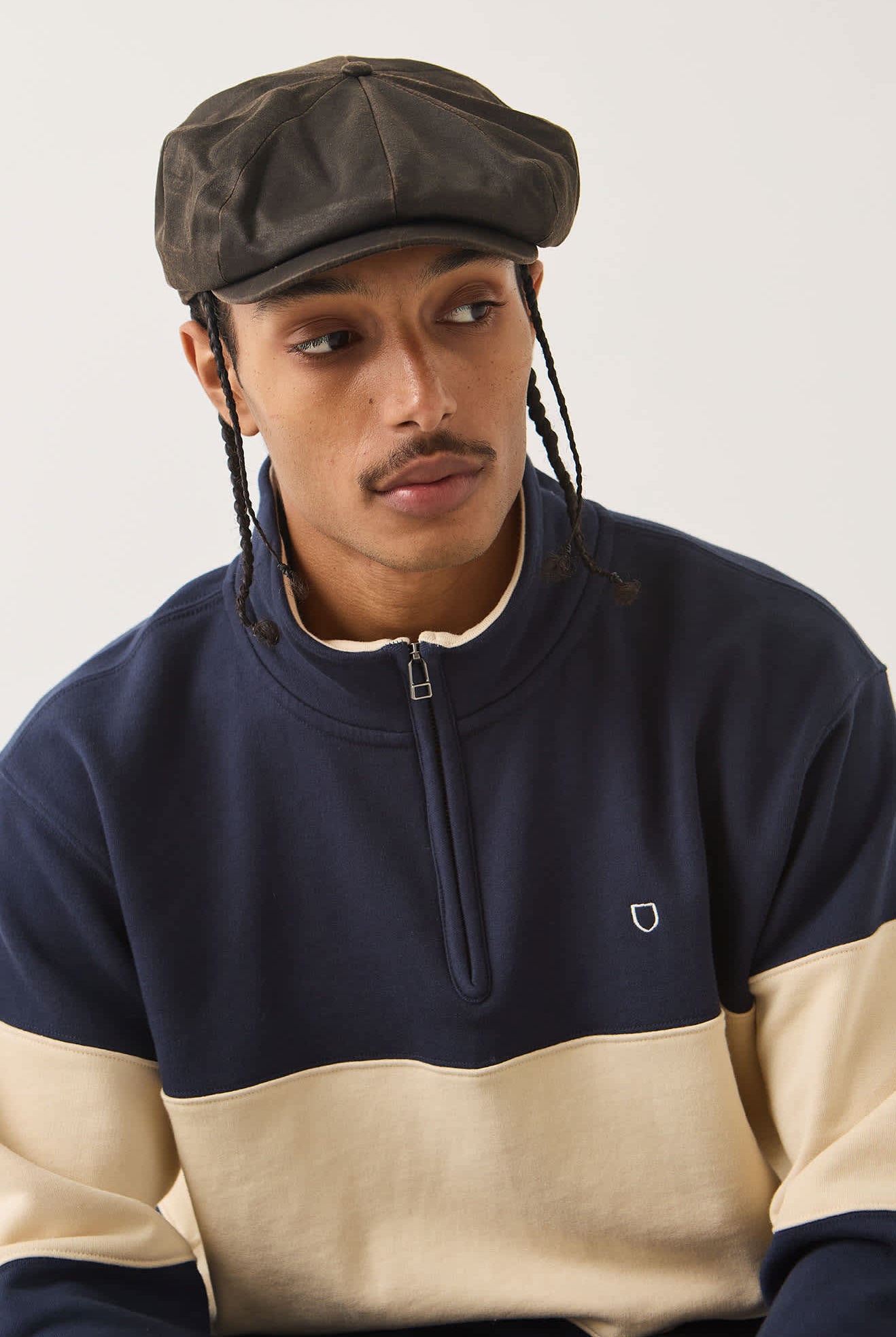 Unisex Brood Baggy Flannel Snap Cap in the color Black Denim/Black - Additional Fit image