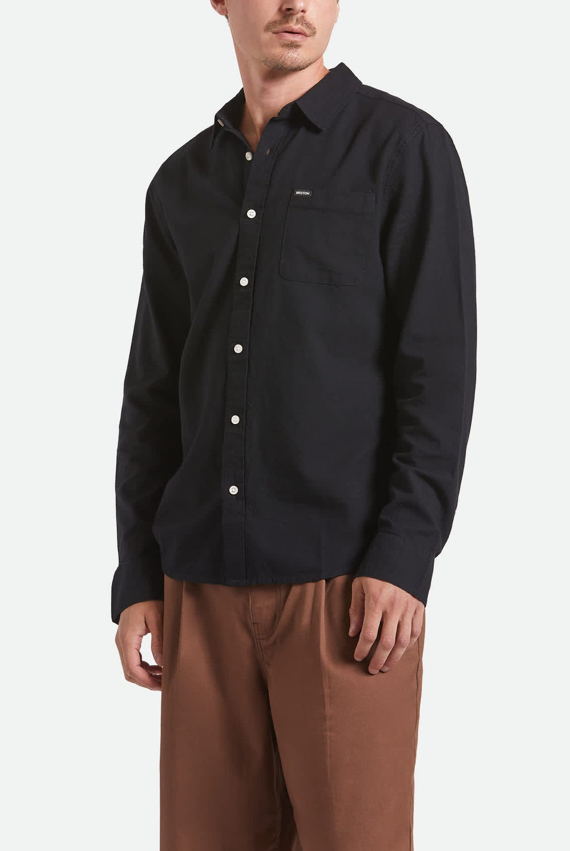 Men's Charter Long Sleeve Shirt in the color Black - Men's Front View