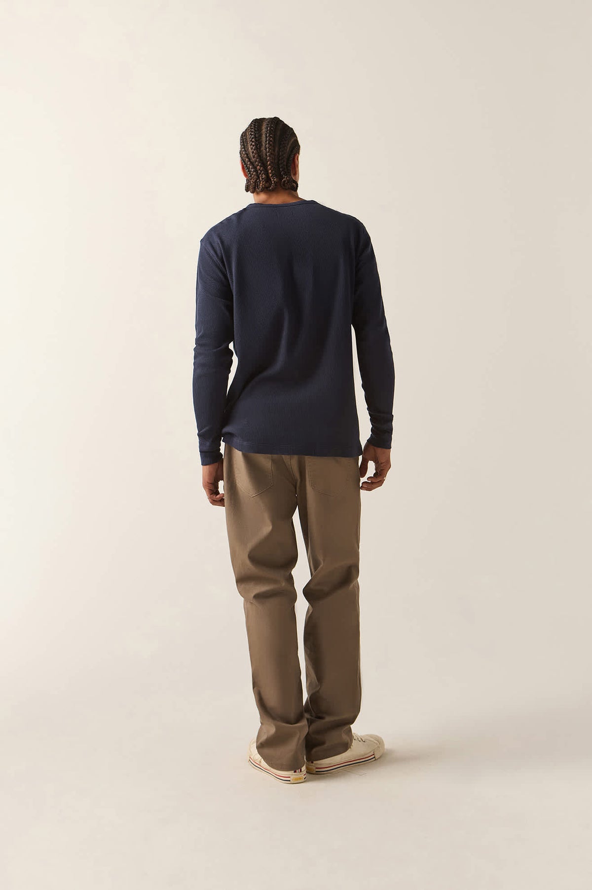 Men's Baseline Waffle Knit Top in the color Navy - Men's Back View
