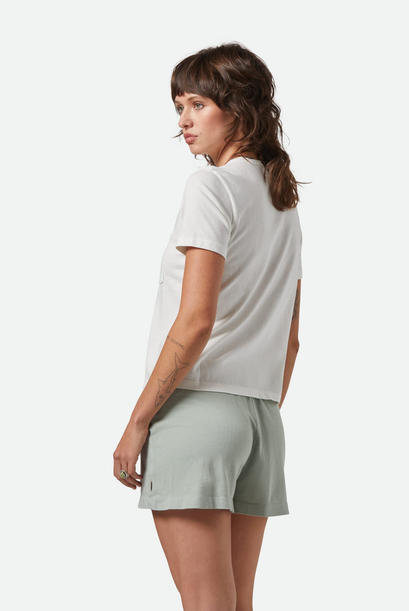 Women's Carefree Organic Garment Dye Perfect T-Shirt in the color Off White - Women's Side View