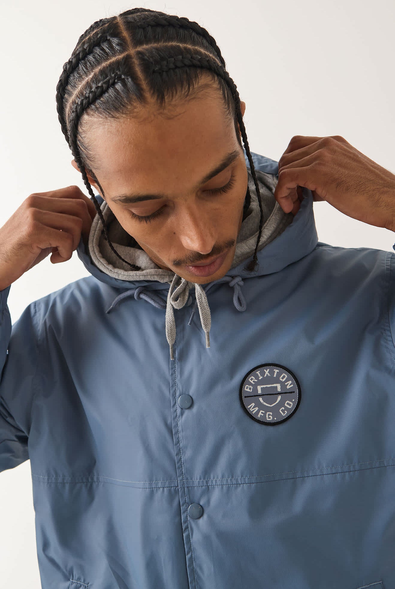 Men's Hooded Claxton Lightweight Jacket in the color Slate Blue - Additional Fit image