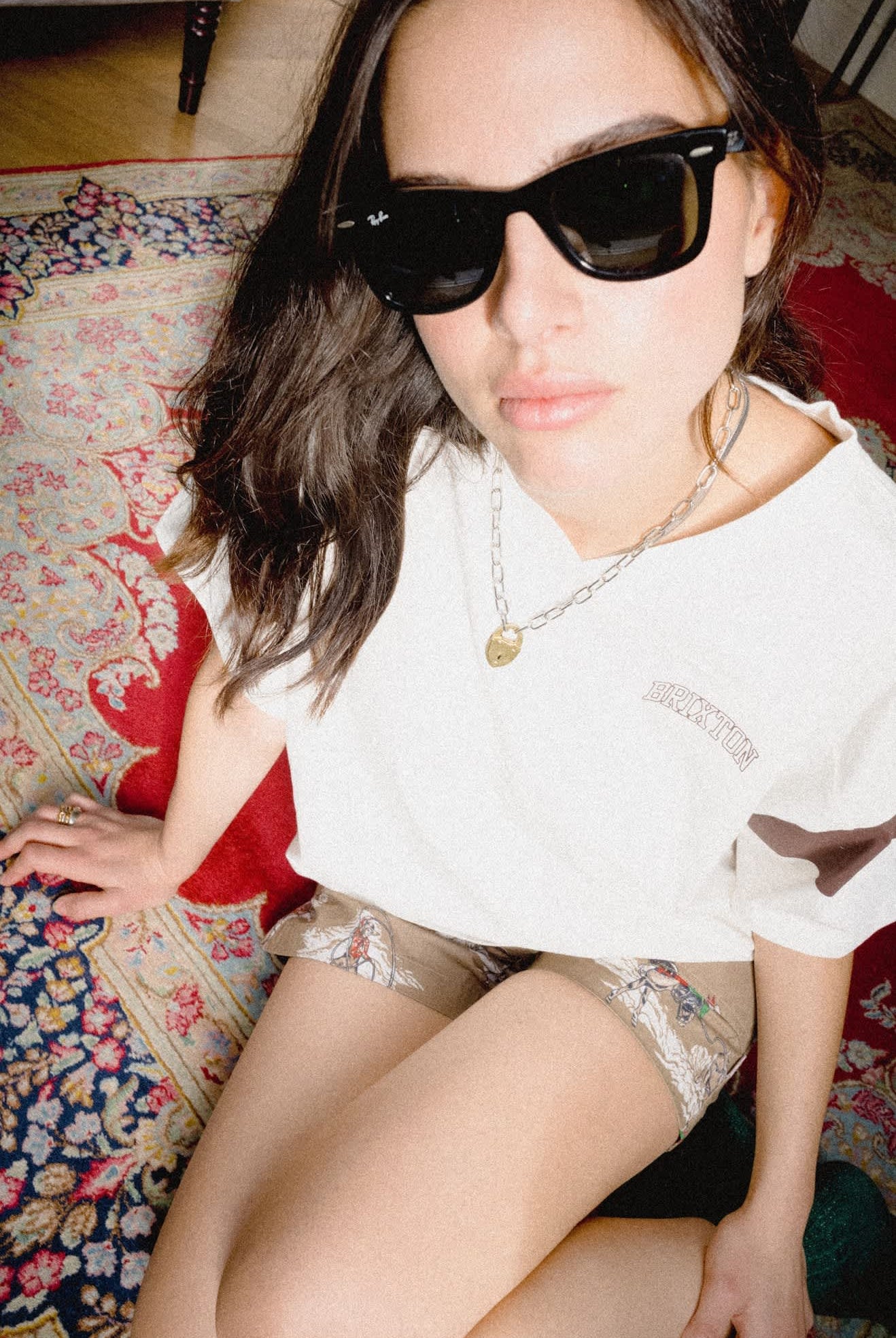 Women's Brixton Boxy Cropped Football T-Shirt in the color Off White - Women's Lifestyle image