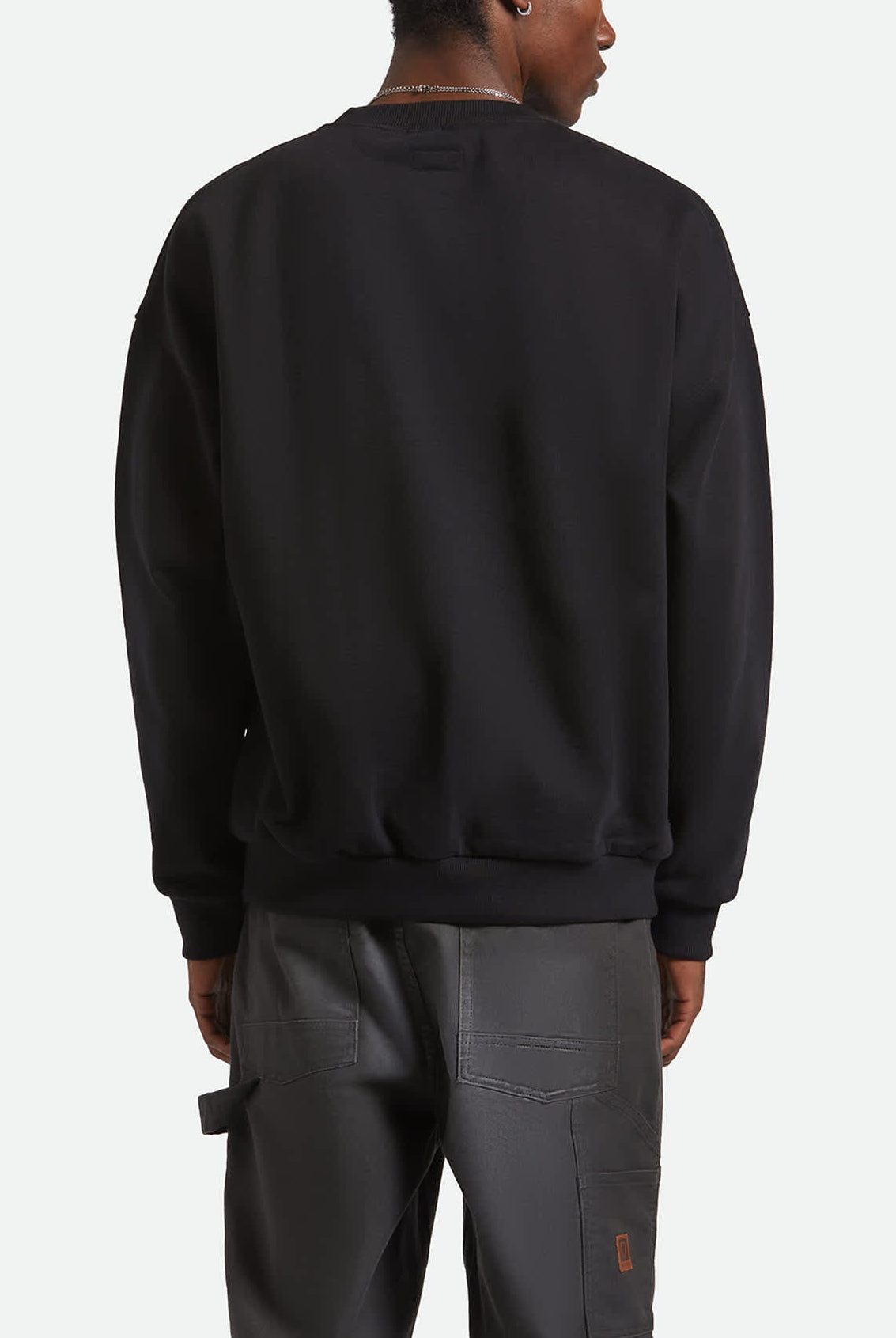 Men's Embroidered Heavyweight Oversized Crew in the color Black - Men's Back View
