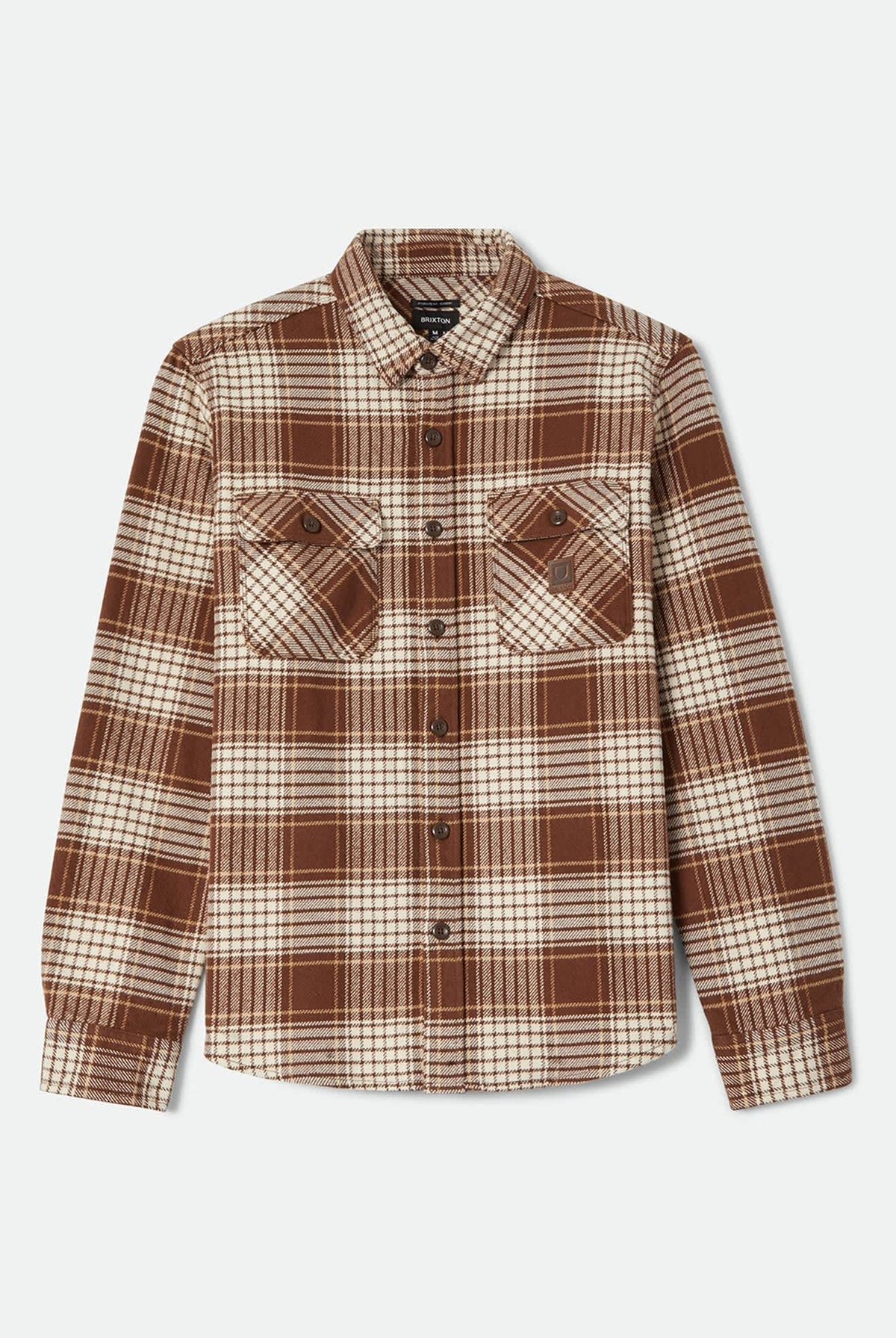 Men's Bowery Heavyweight Flannel in the color Pinecone Brown/Whitecap - Front Product View