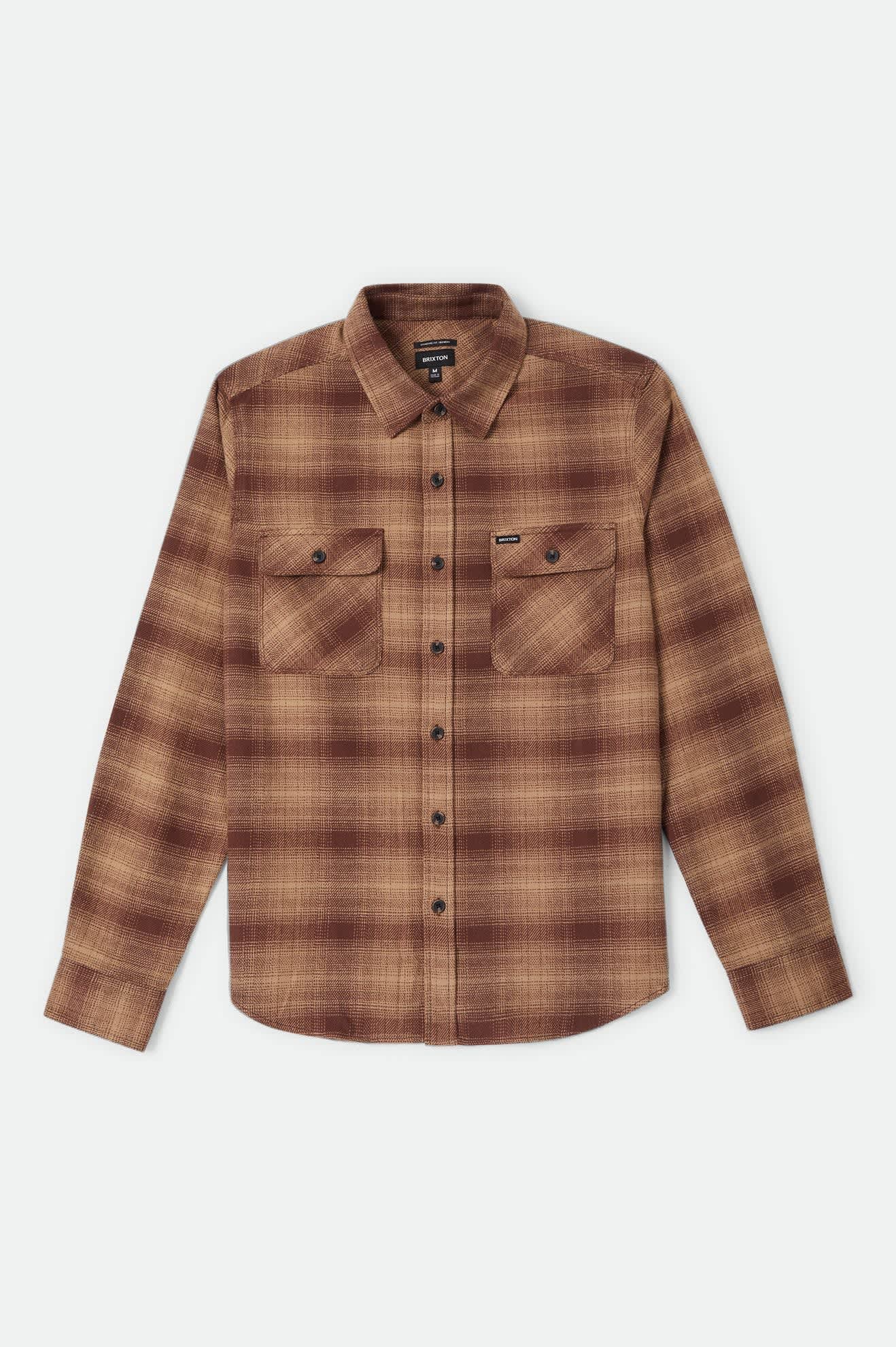 Men's Bowery Flannel in the color Chocolate/Khaki - Front Product View