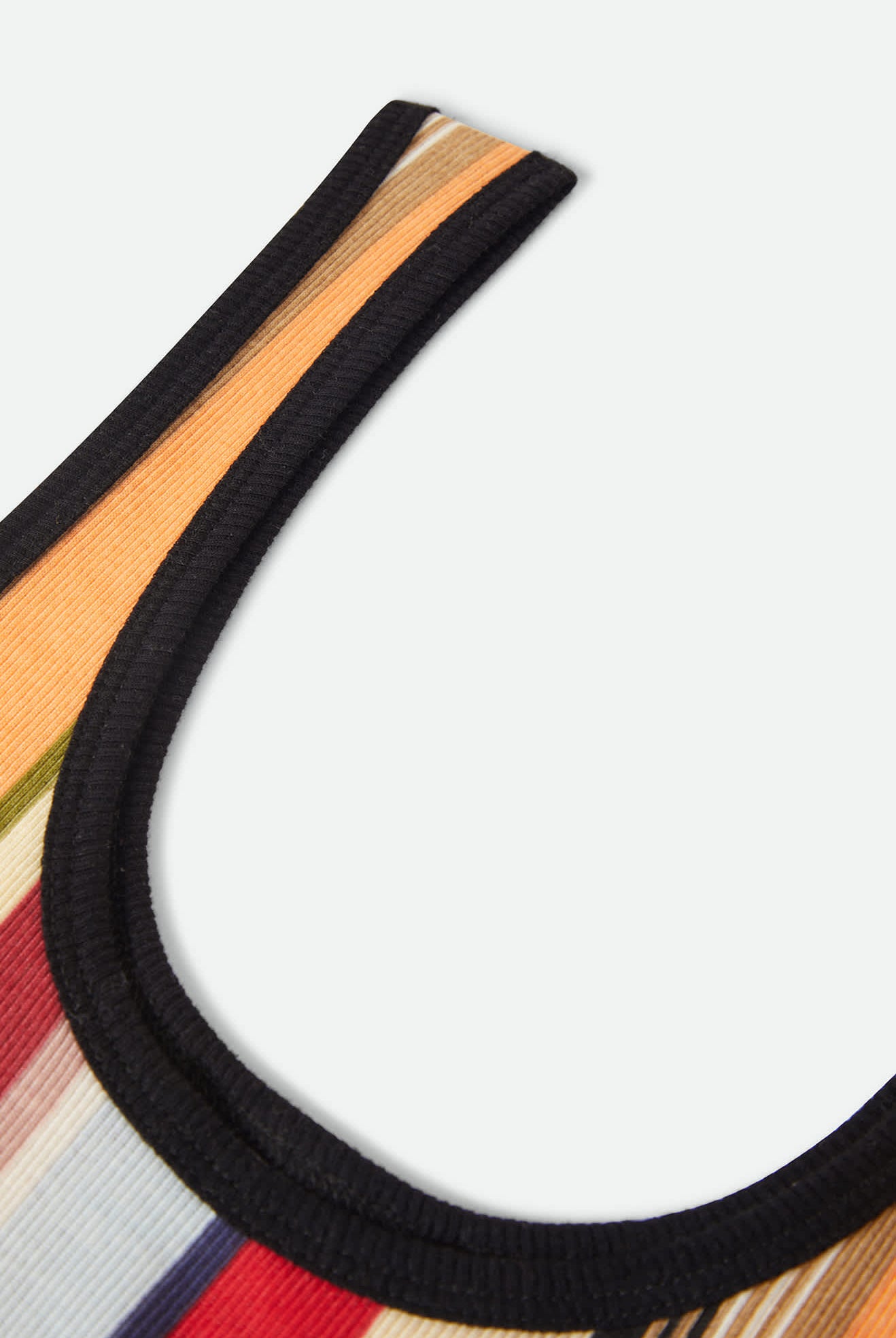 Women's Ringer Organic A-Tank in the color Peach Cobbler Multi Stripe - Additional Laydown image